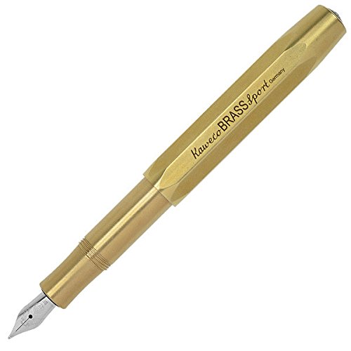 Kaweco AL Sport Fountain Pen with Medium Nib - Brass Body Gift Set Includes 6 Black Ink Cartridges | Perfect for Writing, Journaling & Professional Use