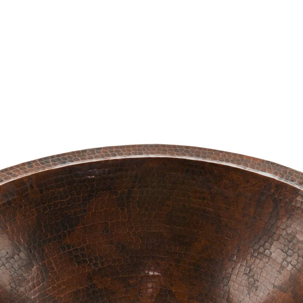 Premier Copper 20-Inch Oval Hammered Copper Bathroom Sink - Oil Rubbed Bronze Finish, Under Counter Master Bath Sink for Vintage & Farmhouse Style Bathrooms