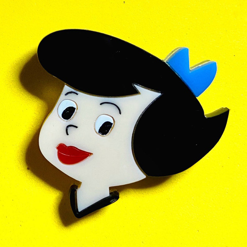Betty & Wilma Cartoon Acrylic Brooch Pin - Vintage Flintstones Inspired Jewelry by Makokot Design - Perfect for Cosplay, Gift Giving & Fashion Accessories