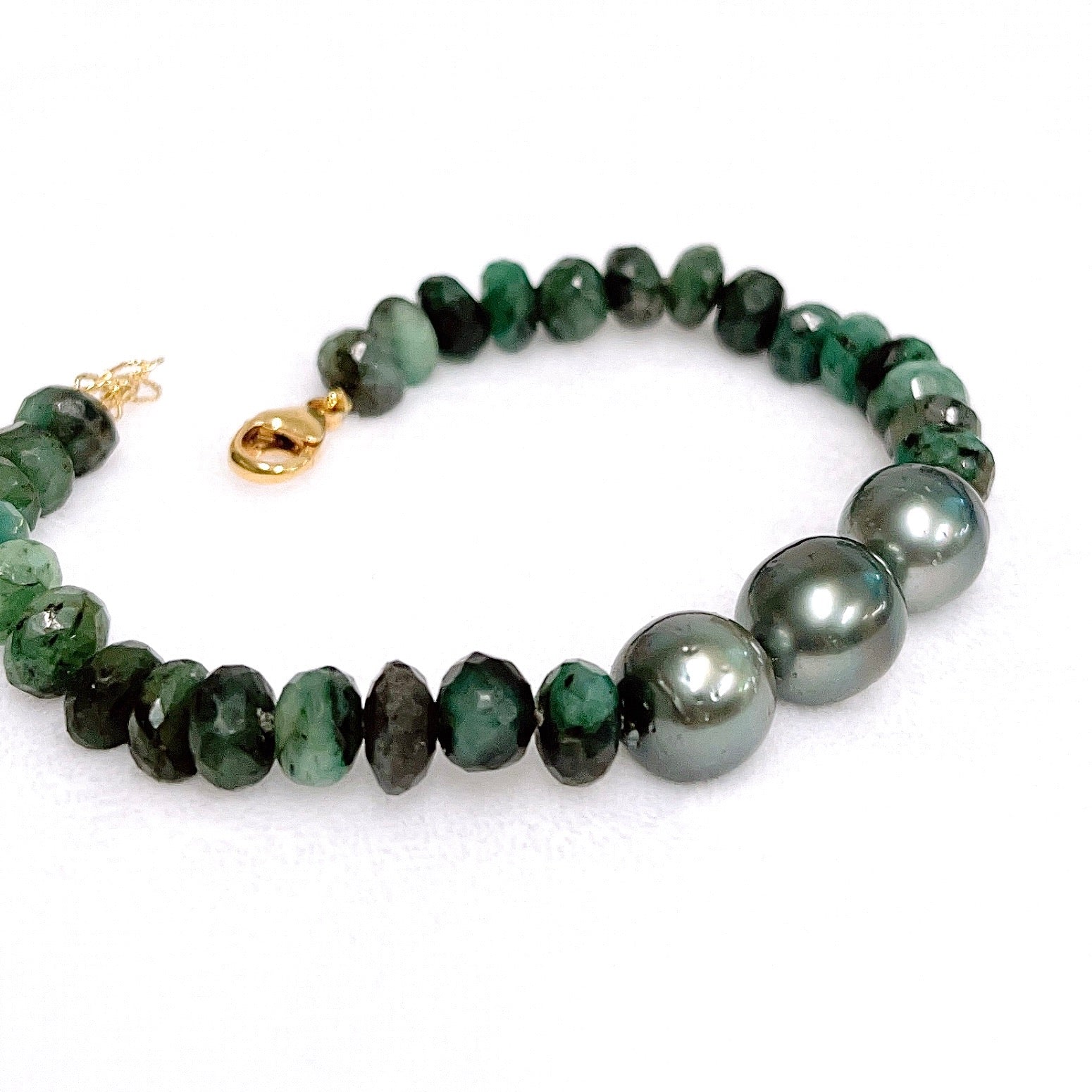 LELA Emerald & Triple Tahitian Pearl Bracelet (B514) - Elegant Jewelry for Women, Perfect for Weddings, Parties & Special Occasions
