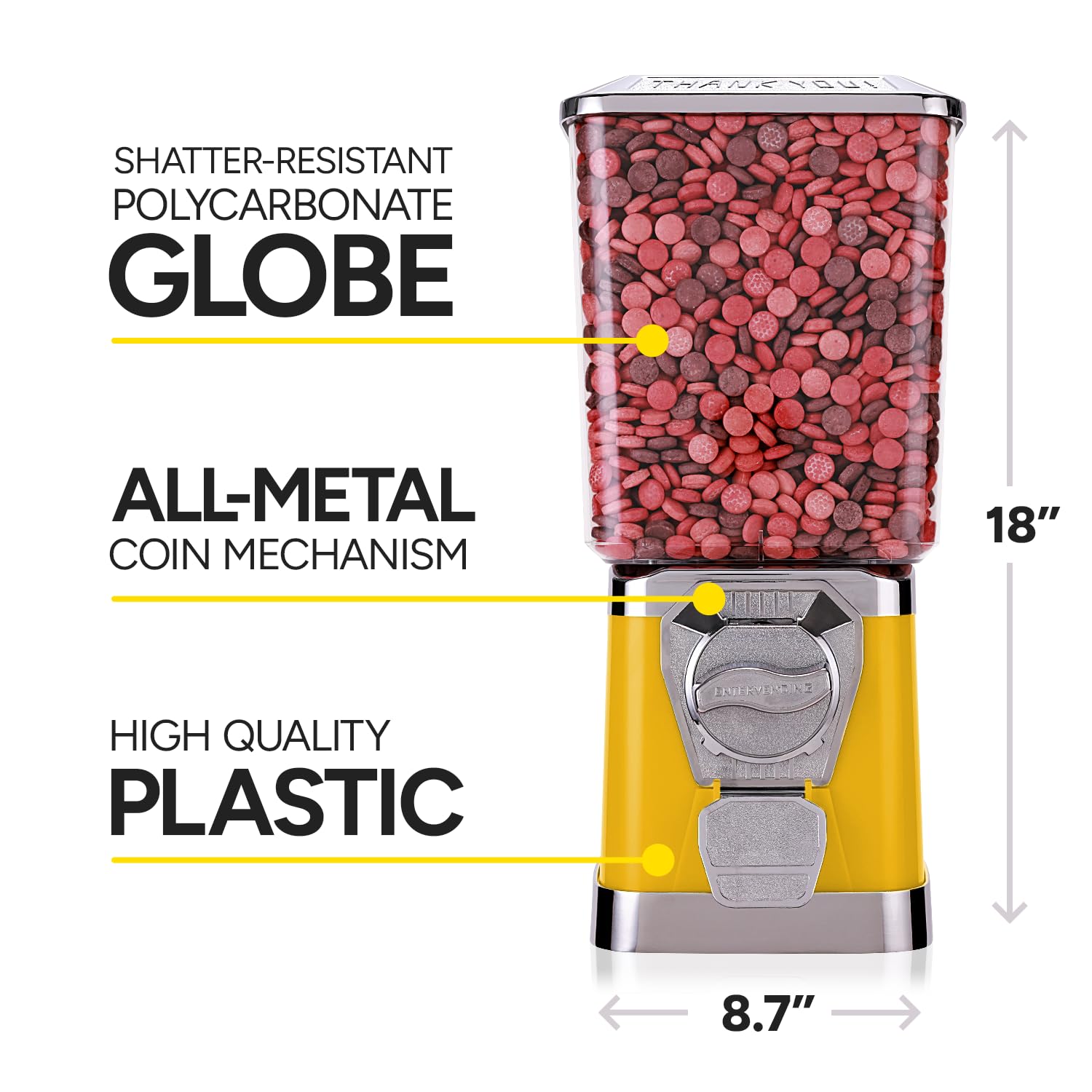 Premium Gumball Machine for Kids - Bubble Gum Dispenser for Bouncy Balls, Toys & Candy - Fun Vending Machine for Home, Parties & Classroom Rewards