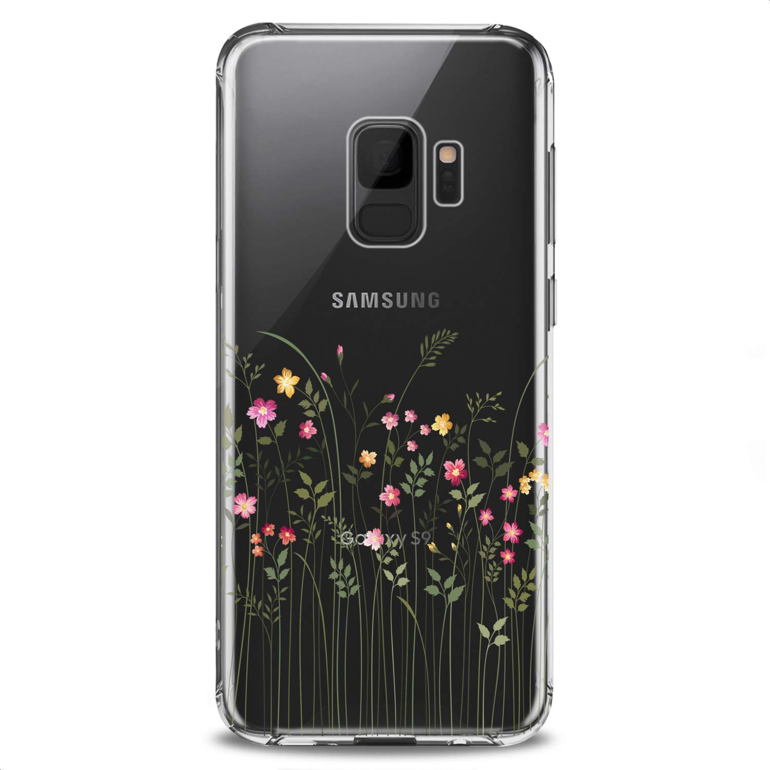 Samsung Galaxy S24 S23 FE S22 Plus S21 Ultra S20+ S10 Note 20 S10e S9 Floral Silicone Case - Slim Fit Clear Flexible Cover with Cute Wildflower Design for Women & Girls - Perfect for Everyday Use, School & Office