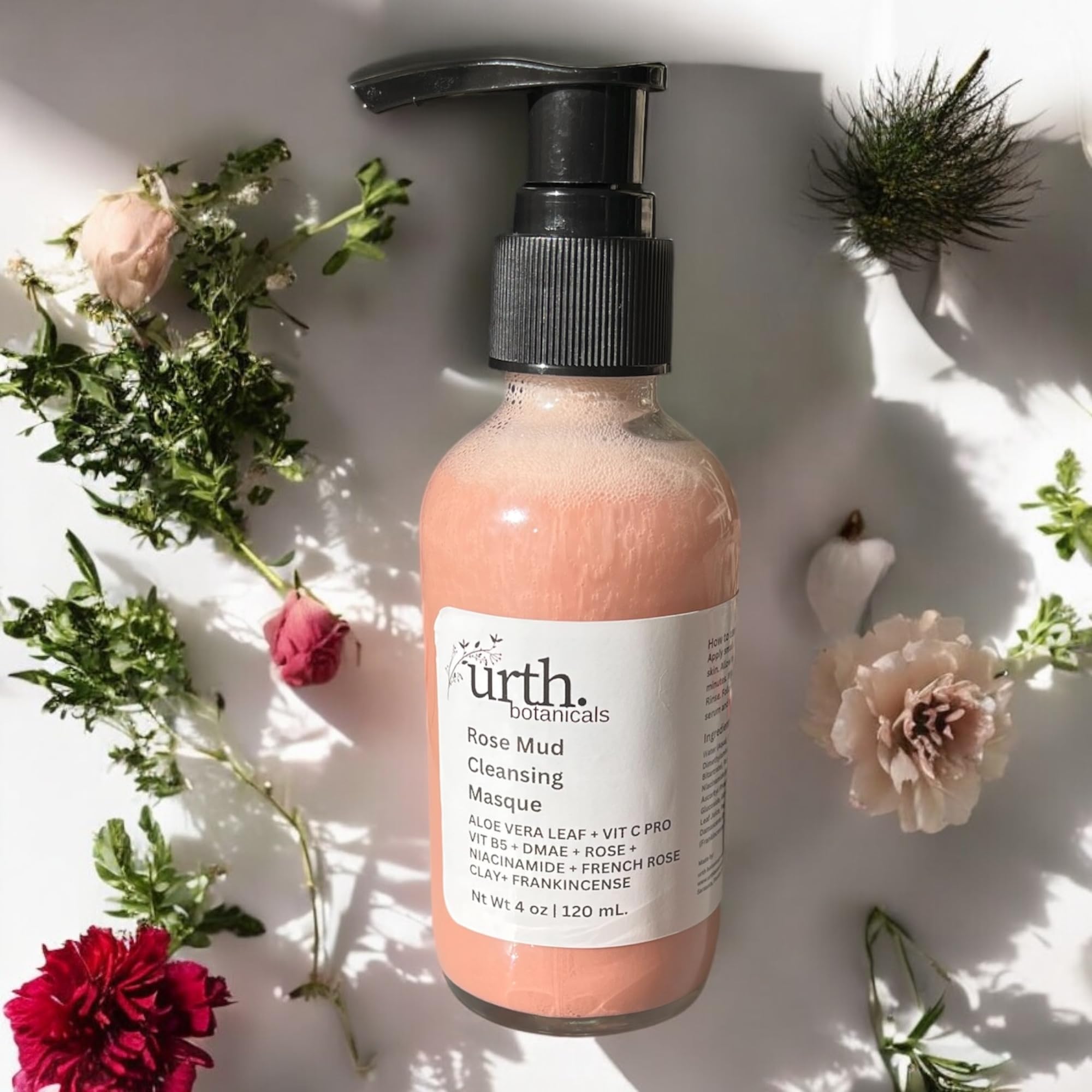 Rose Mud Cleansing Mask for Face - 100% Vegan & Cruelty-Free Facial Treatment with DMAE, Vitamin B5, C & Niacinamide | Gentle Daily Deep Cleansing Mask & French Rose Clay Exfoliator | Made in USA (4 Fl Oz) - Perfect for Acne-Prone Skin & Glowing Complexion