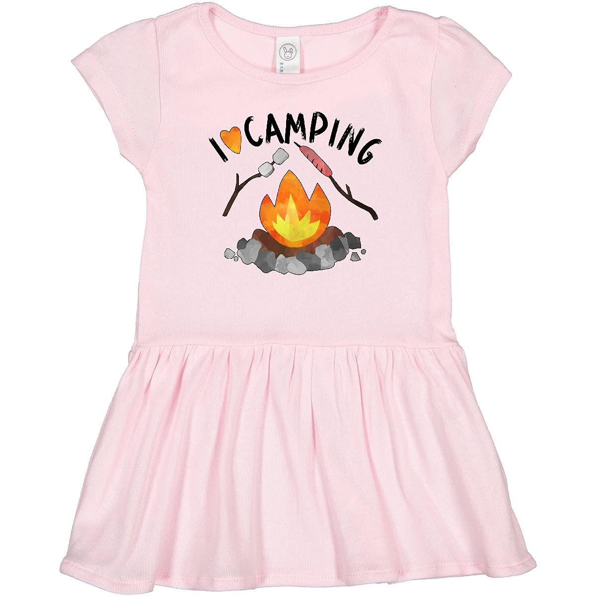 Inktastic I Love Camping Toddler Dress - Cute Campfire, Hot Dog & Marshmallows Print for Girls - Perfect for Outdoor Adventures, Camping Trips & Family Vacations