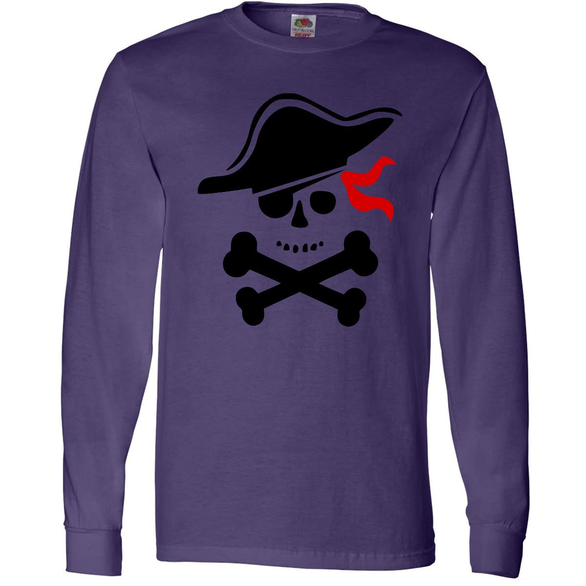 Inktastic Pirate Skull and Crossbones Long Sleeve Graphic T-Shirt for Men & Women - Perfect for Halloween, Pirate Parties, and Casual Wear