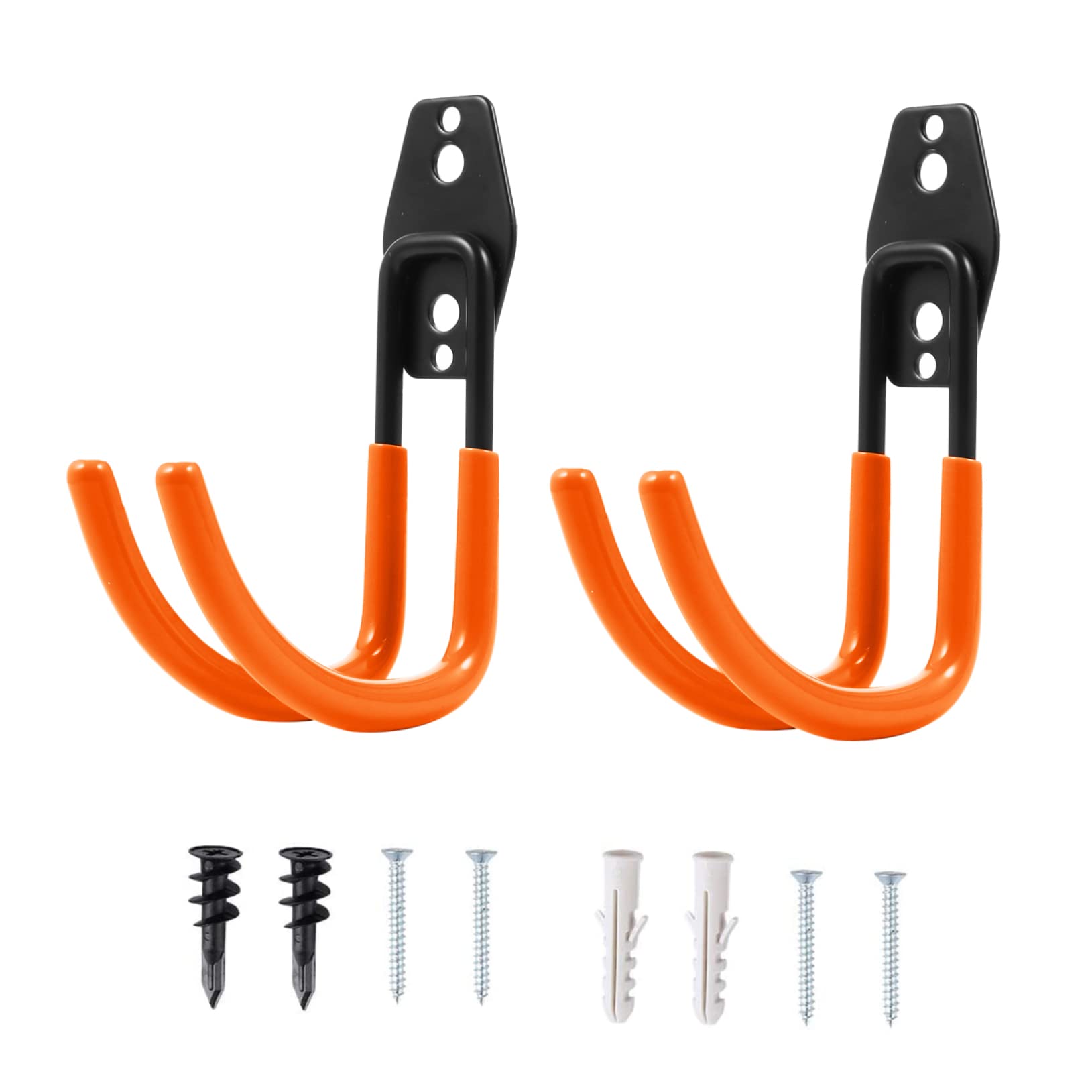 SEWOART 2-Pack Wall Hook for Hose & Broom - Heavy Duty Wrought Iron Hanger for Garage & Garden