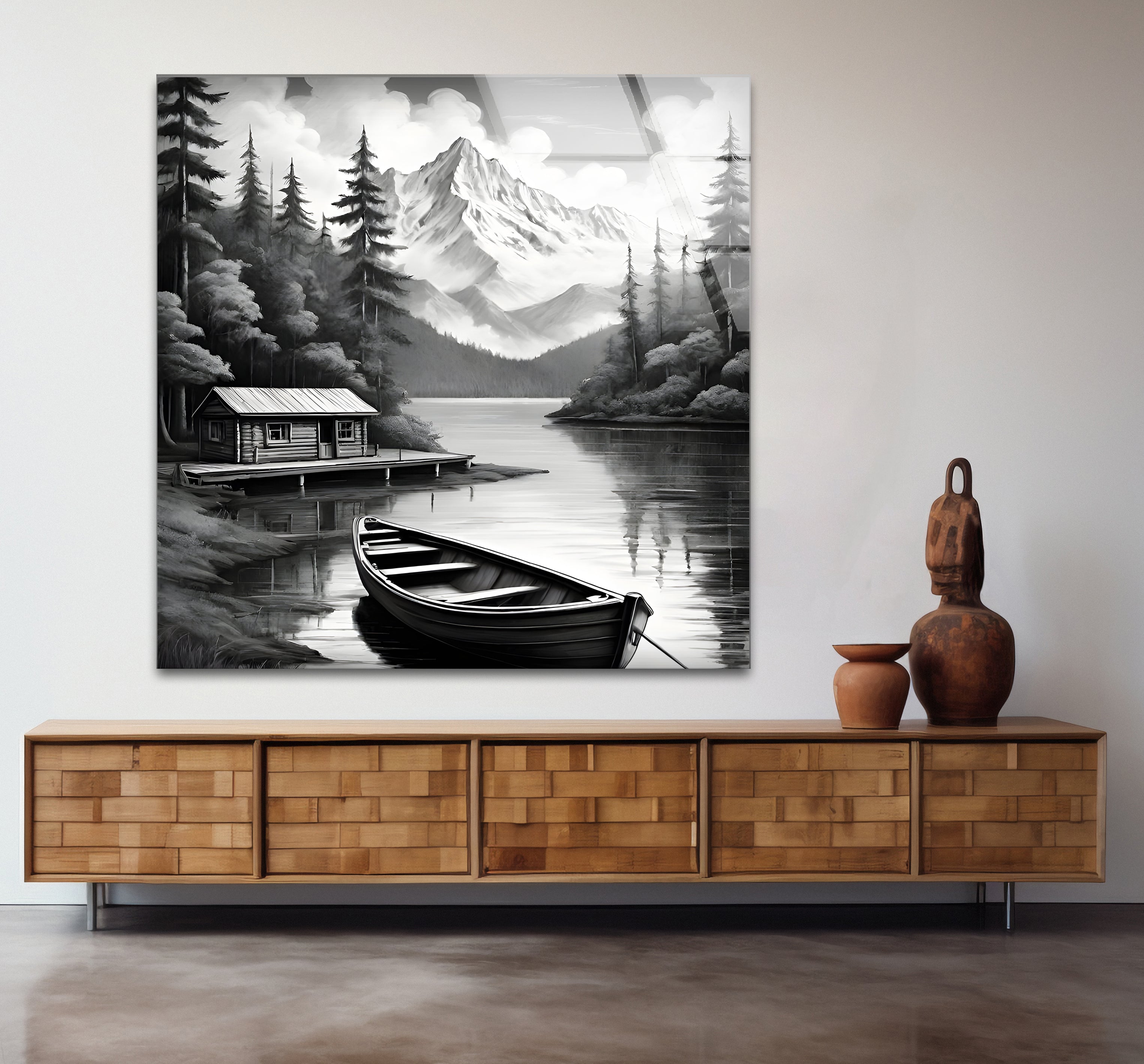 Stunning Black & White Nature Landscape Glass Wall Art - Elegant Home & Office Decor for Living Room, Bedroom, or Office Space