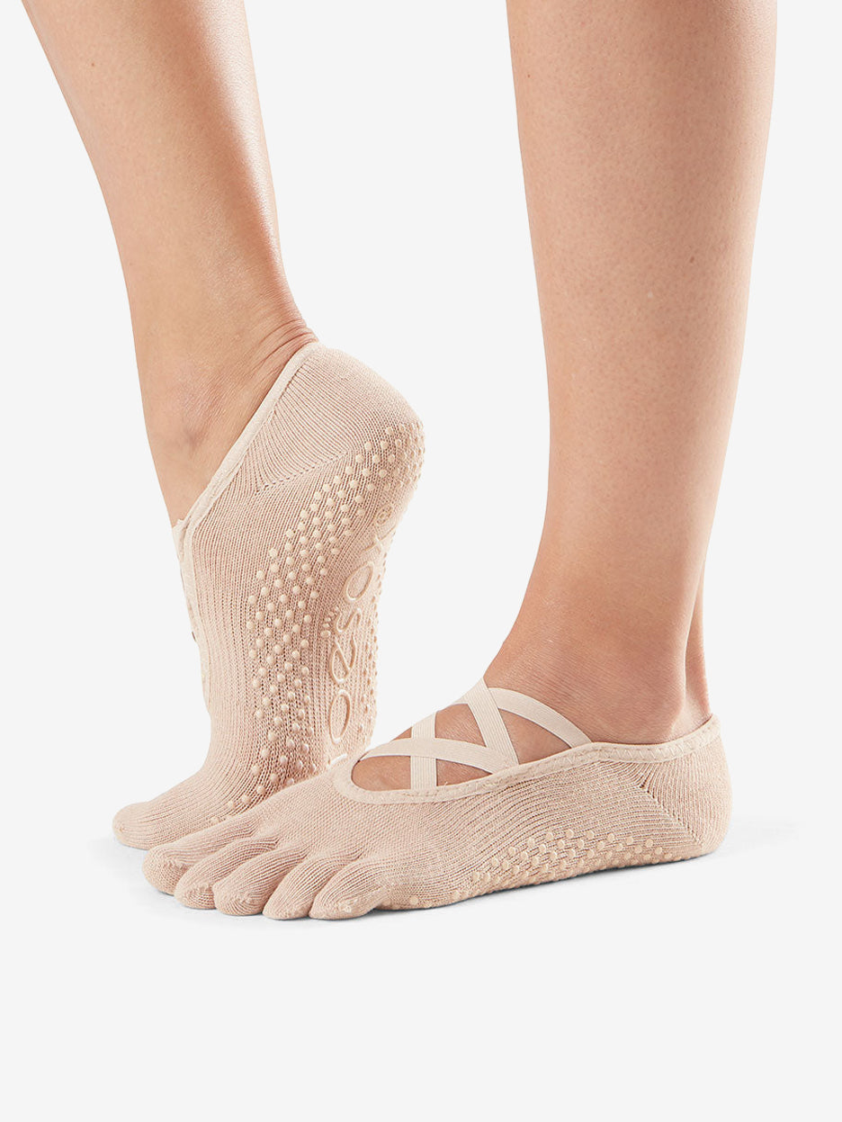 Toesox Full Toe Elle Grip Socks - Ballet Dance Socks for Women, Non-Slip Yoga Socks with Toe Grip, Nude Color - Perfect for Ballet, Yoga, Pilates & Barre Workouts