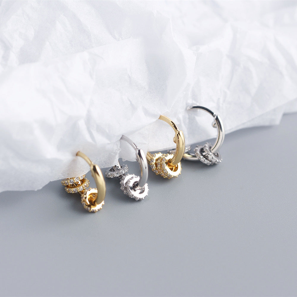 Multi-Way Geometric Small Ring Huggie Hoop Earrings for Women | HE3882 | Minimalist Stackable Earrings for Everyday Wear, Work & Date Night