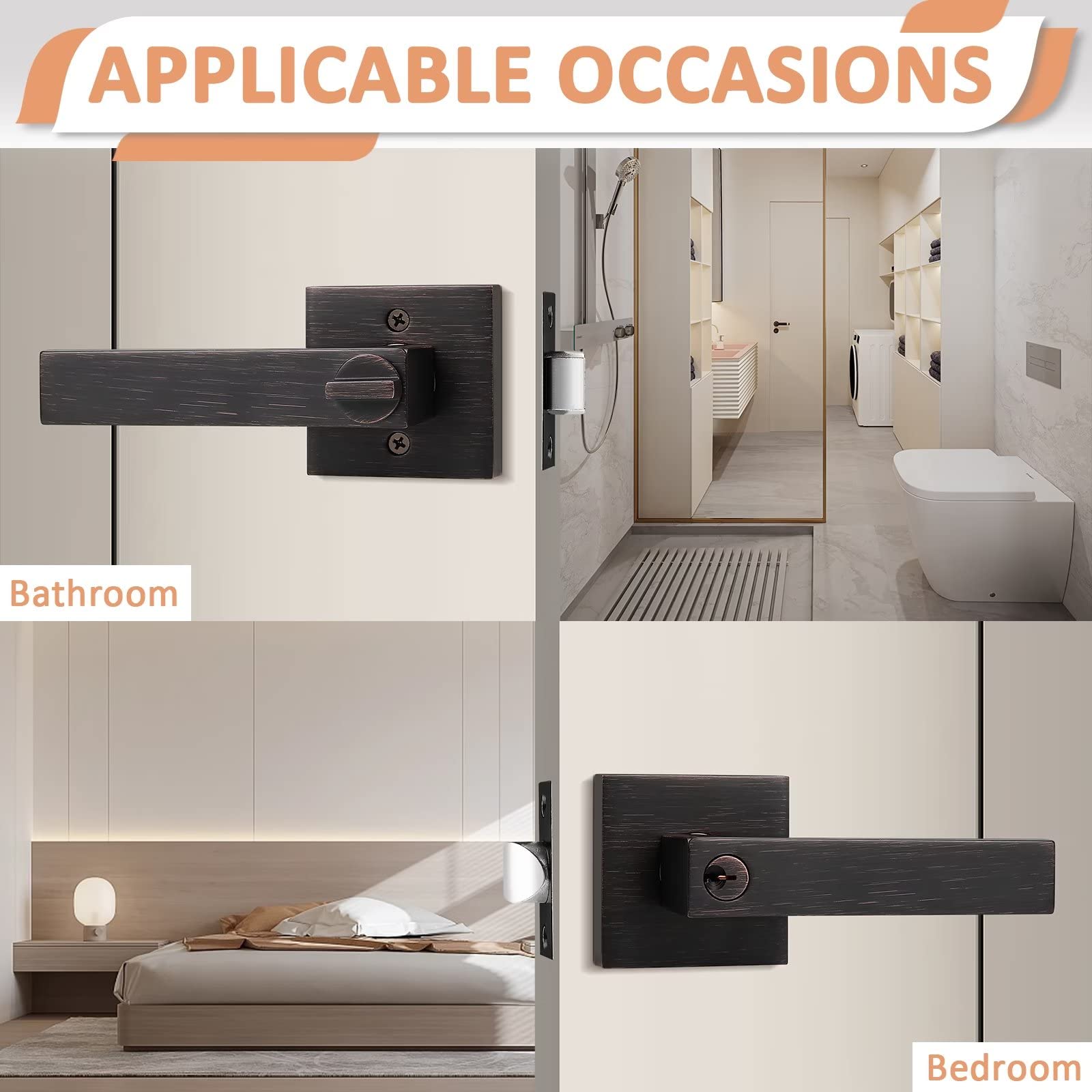 Oil Rubbed Bronze 2-Pack Entry Door Lever Lockset - Keyed Alike Front Door Handle Lock with Keyed Lever Set for Home Security | Perfect for Front Doors, Bedrooms & Office Spaces