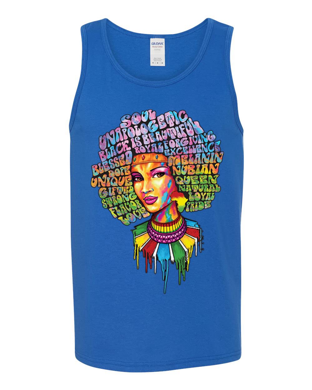 Wild Bobby Words of Character Strong Black Woman Black Pride Men's Graphic Tank Top - Casual Summer Wear, Gym Workout, Street Style Fashion