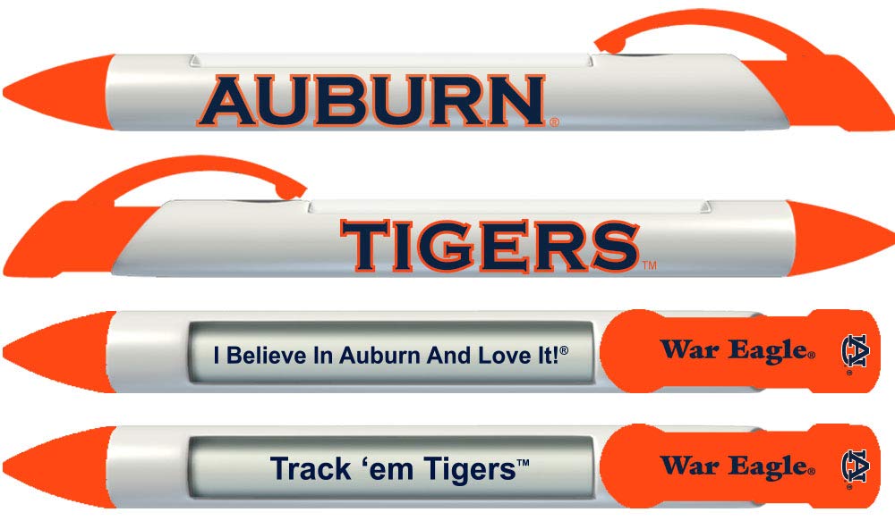Auburn University Tigers Rotating Message Pens - 4 Pack Officially Licensed Collegiate Gift for Fans, Students & Alumni | Perfect for Game Days, Graduation & School Spirit Events
