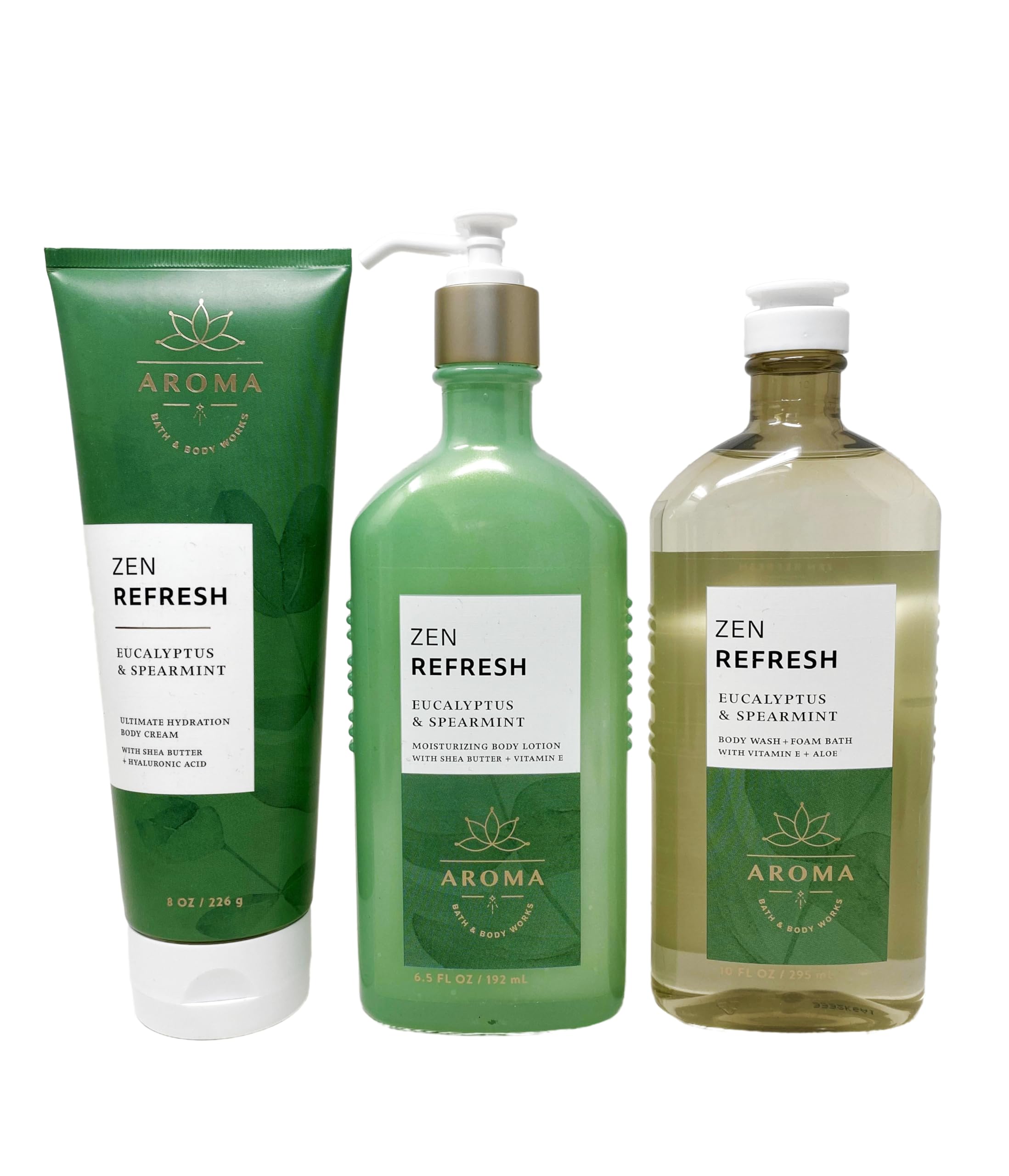 Aroma Zen Refresh Eucalyptus & Spearmint Trio Gift Set - Body Cream, Lotion & Wash for Relaxation & Stress Relief | Bath & Body Works Spa Collection | Perfect for Self-Care, Gifts & Aromatherapy