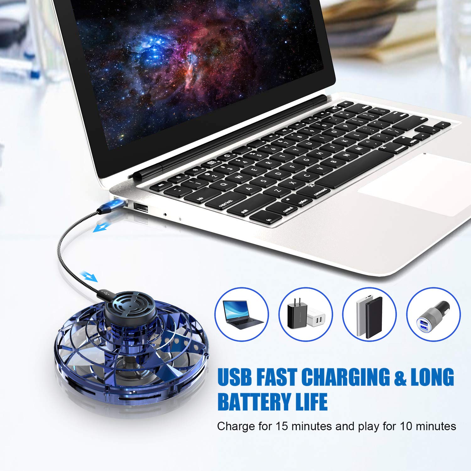 **FLYNOVA Light Up UFO Drone - Hand Operated Mini Flying Orb Toy with LED Lights, Hover Boomerang Spinner - Cool Christmas Birthday Gift for Kids, Teens & Adults - Fun Indoor Outdoor Game for Family & Friends**    *(Use Cases: Perfect for birthday parties, holiday gifts, family game nights, outdoor play, and stocking stuffers!)*