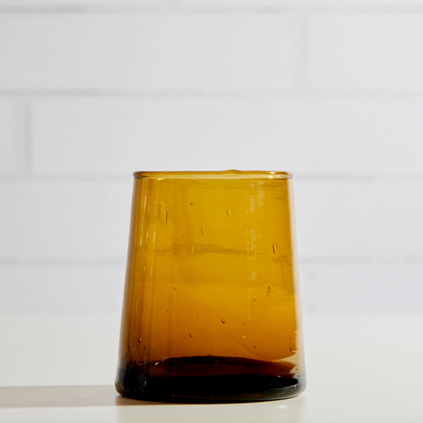 Premium Moroccan Amber Cone Tumbler - Handcrafted Small Glass Cup for Tea, Coffee & Essential Oils | Perfect for Home Decor, Meditation & Aromatherapy
