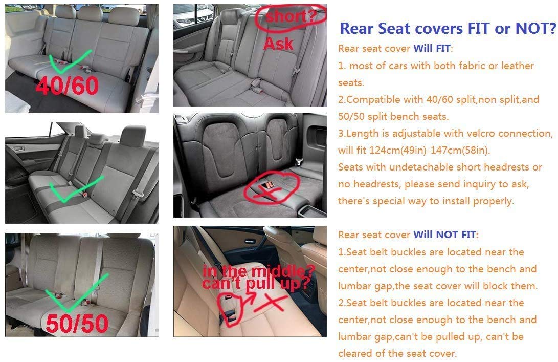 Premium Universal Leather Car Seat Covers Full Set (5 Seats) - Black & Red - Comfortable & Durable for SUVs, Sedans & Trucks - Perfect for Road Trips, Commuting & Family Protection