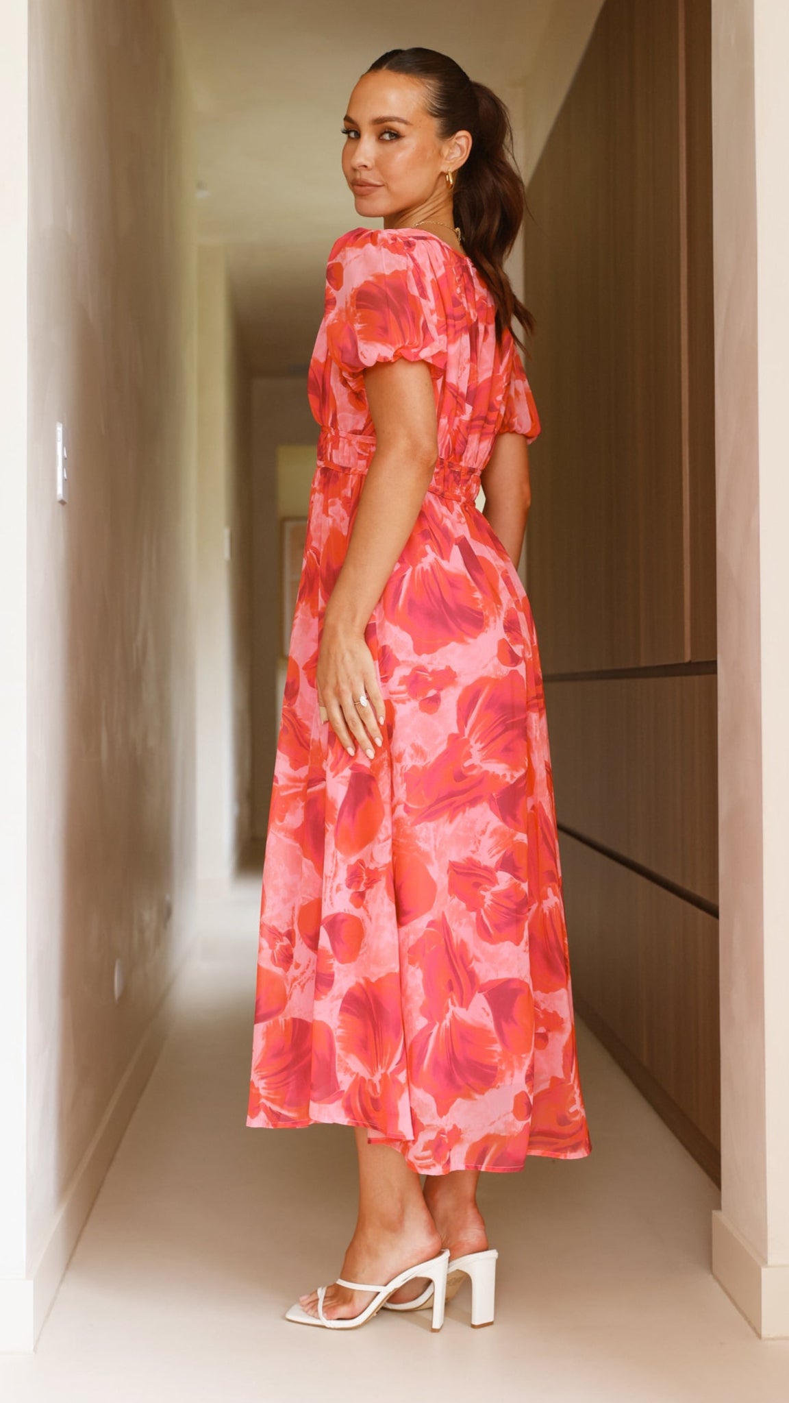 Ilah Maxi Dress for Women - Flowy Long Summer Dress in Red & Pink | Perfect for Beach, Vacation, and Casual Outings
