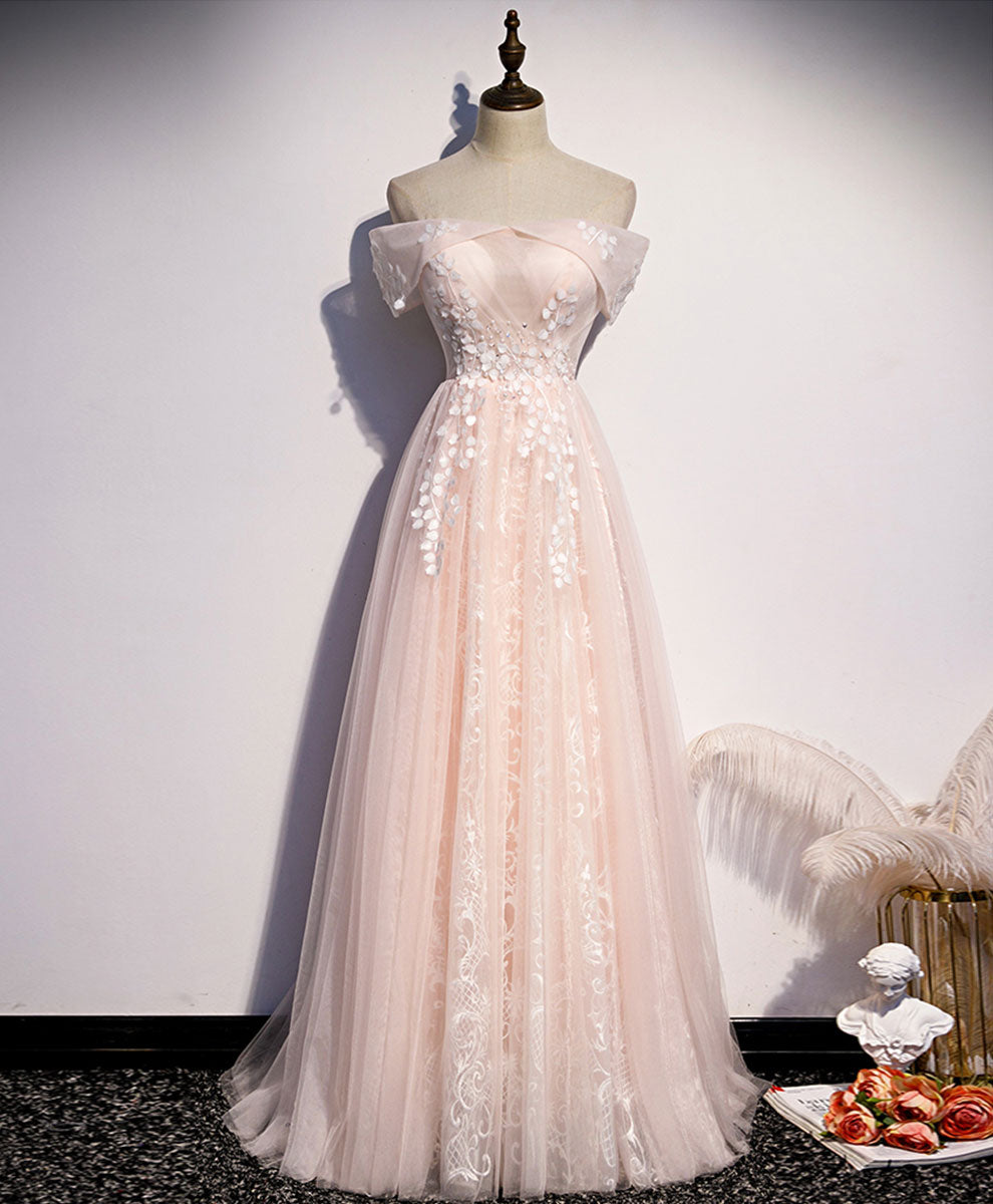Elegant Pink Tulle Lace Long Prom Dress for Women - Formal Evening Gown for Homecoming, Quinceañera & Special Occasions