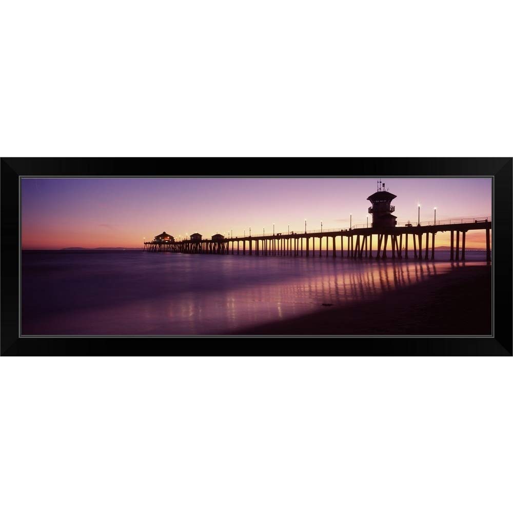 Huntington Beach Pier Black Framed Coastal Art Print - Ocean View Wall Decor for Beach House, Living Room & Office