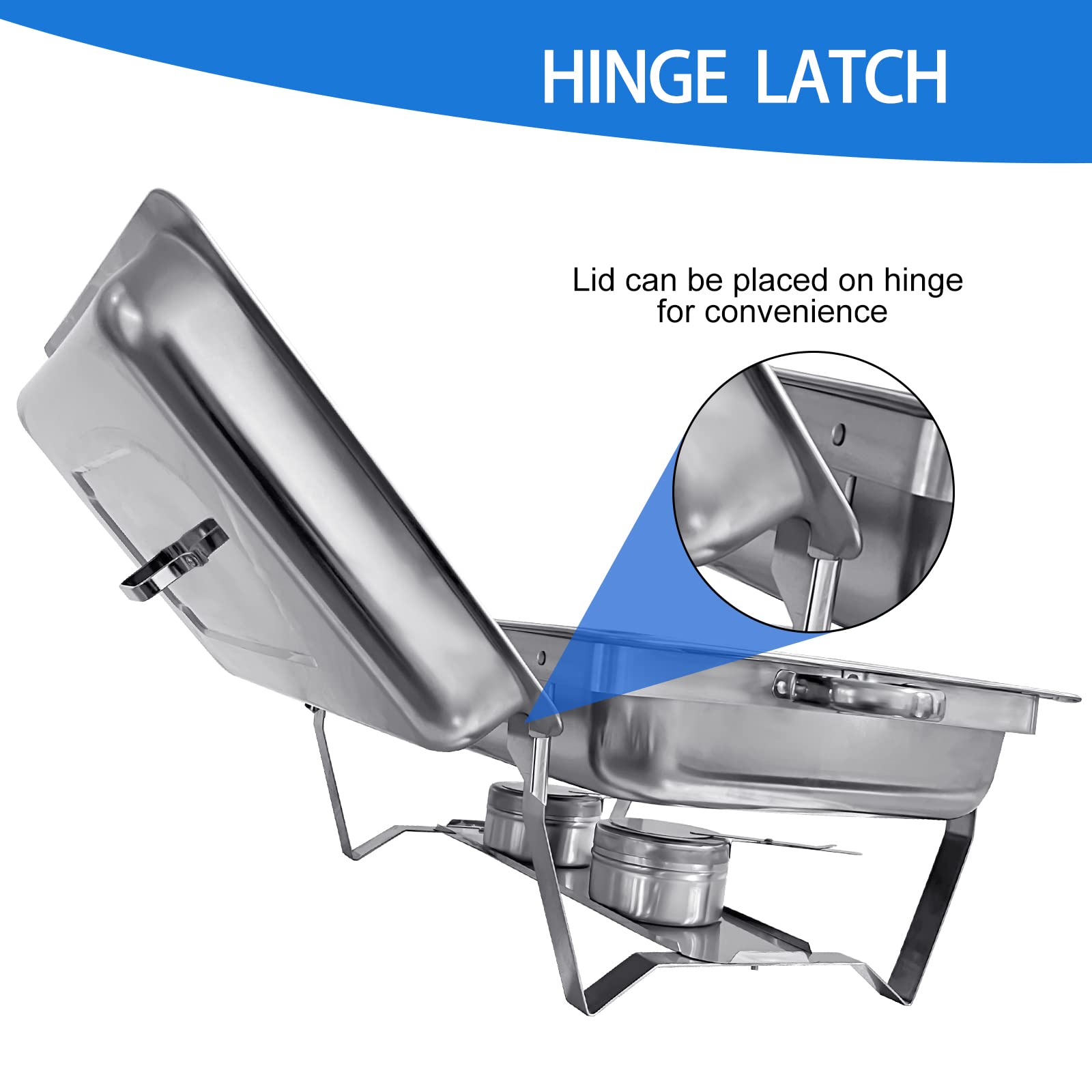 4-Pack Stainless Steel Buffet Chafing Dish Set - 8QT Food Warmer with Water Pan & Fuel Holders for Catering, Parties, Weddings, and Events - Perfect for Keeping Food Hot at Banquets, Buffets, and Large Gatherings