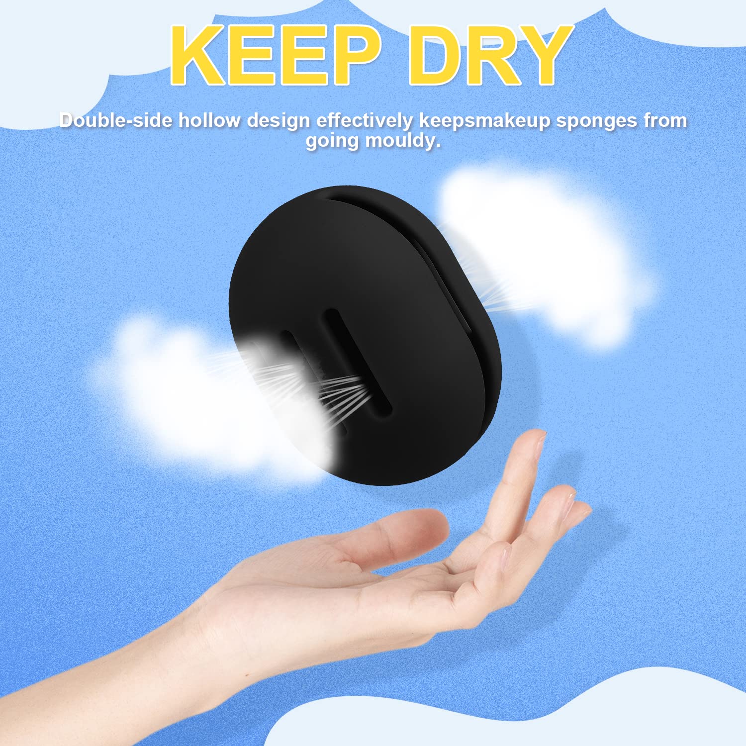 Breathable Silicone Makeup Sponge Holder - Reusable & Washable Beauty Blender Case for Travel, Protective Storage Container for Cosmetic Sponges (Black) | Perfect for On-the-Go Makeup Touchups & Travel Organization