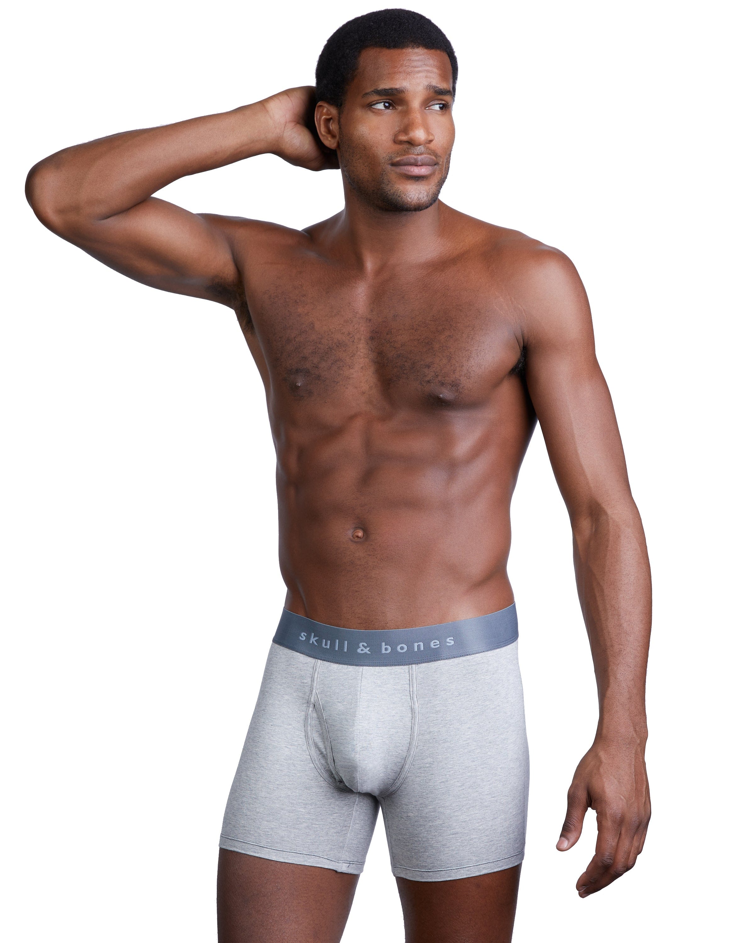 Just the Bones Men's Boxer Briefs - Soft Grey Cotton Underwear for Comfort & Support | Perfect for Everyday Wear, Gym & Lounge