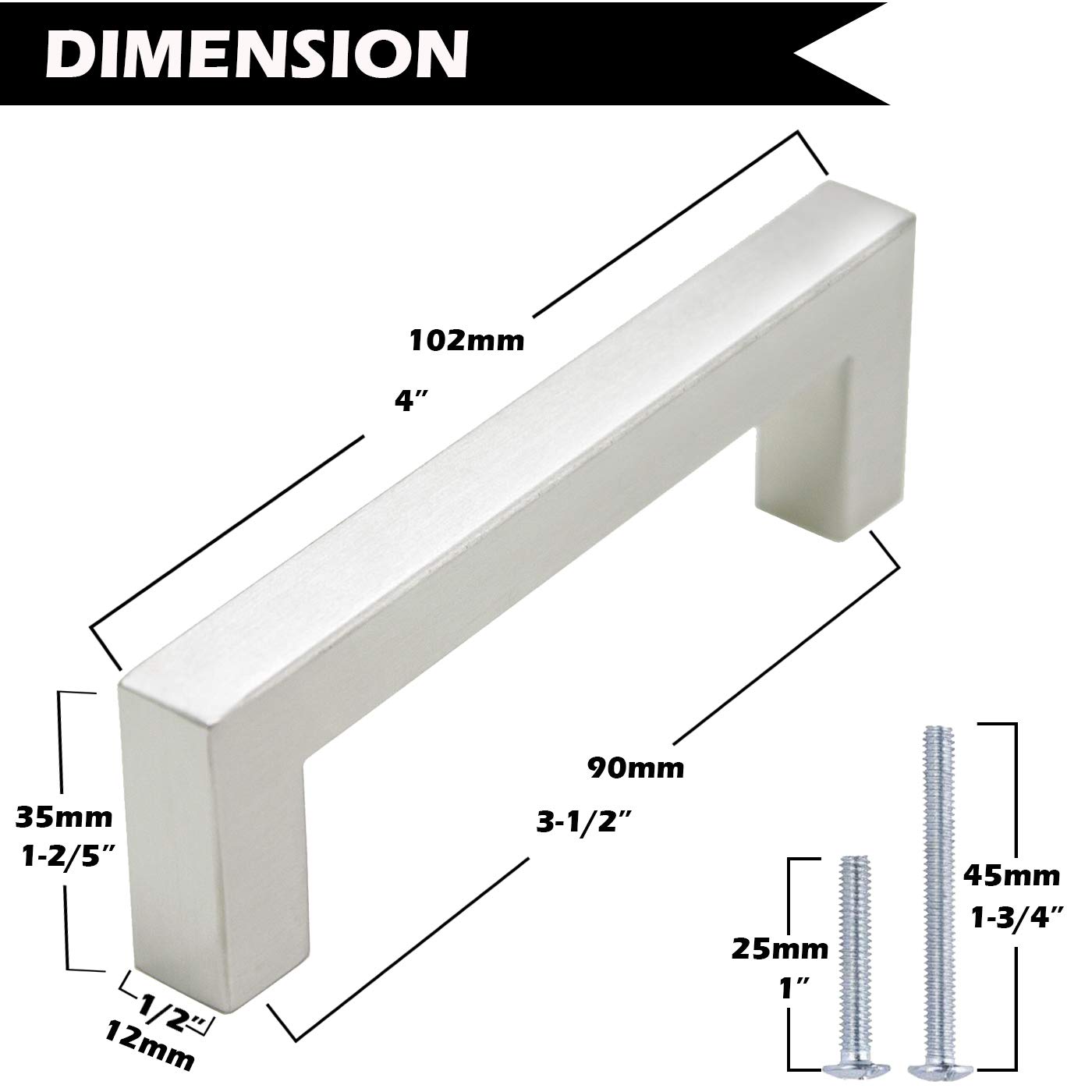 Satin Nickel Cabinet Pulls for Kitchen & Bath - 1 Pack