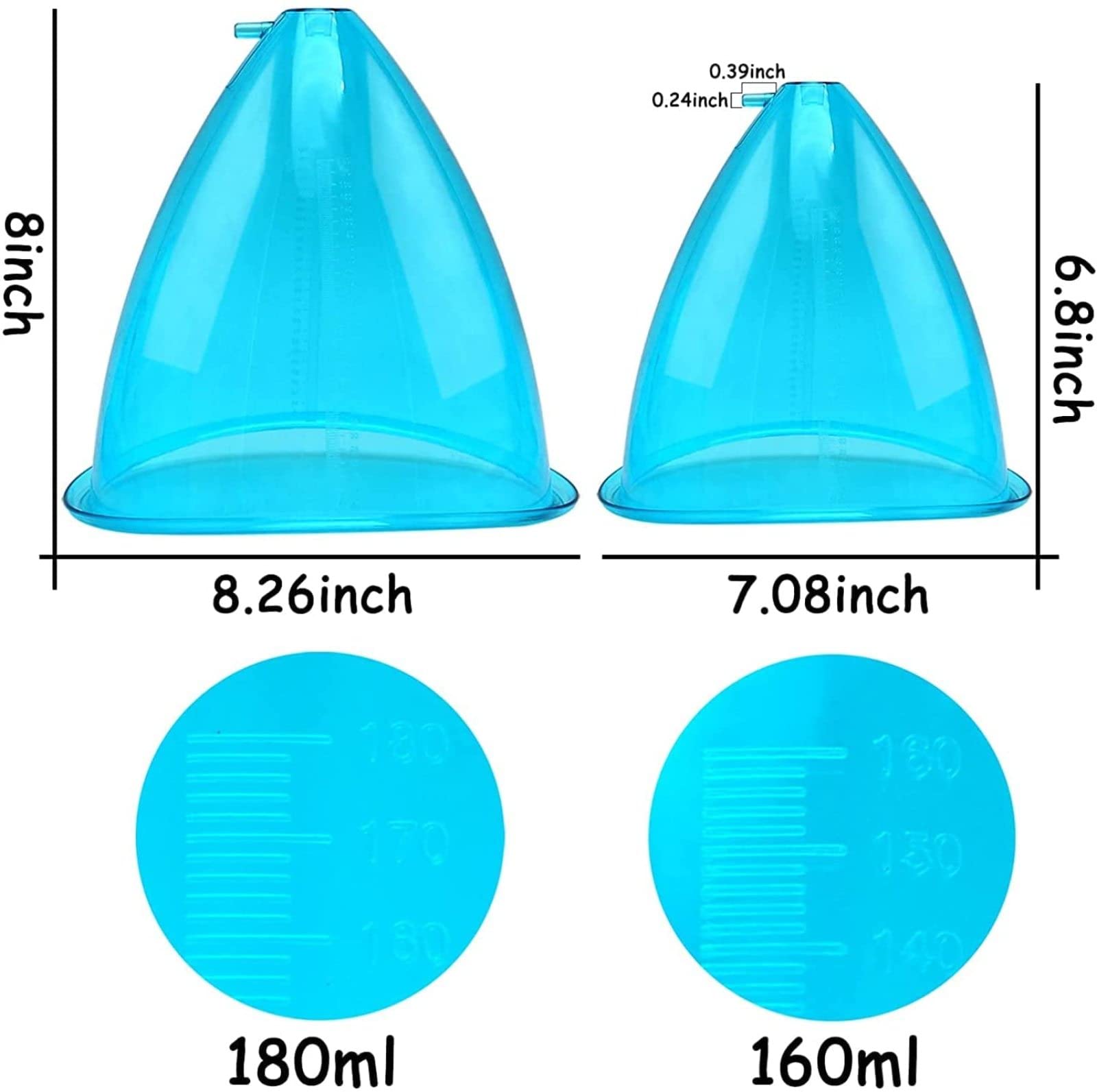 Large Vacuum Cupping Therapy Cups (160ML) - 1 Pair Body Shaping Massager for Butt & Hip Enhancement, Blue - Professional Suction Cups for Cellulite Reduction & Muscle Relaxation - Perfect for Home Spa, Physical Therapy & Beauty Treatments