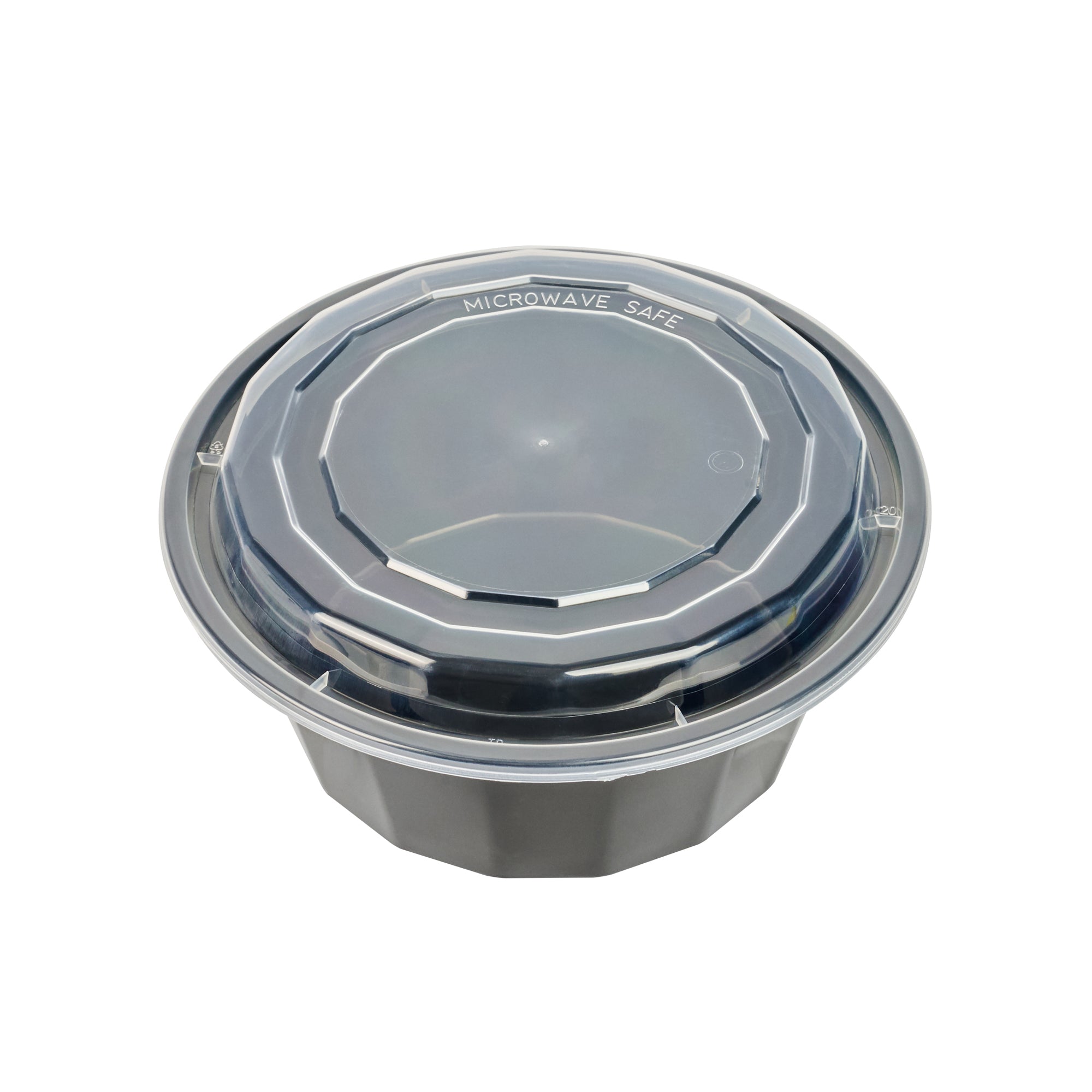 32 oz Black Plastic Food Storage Containers with Clear Lids - 50 Pack, Microwave Safe To-Go Boxes (7.25