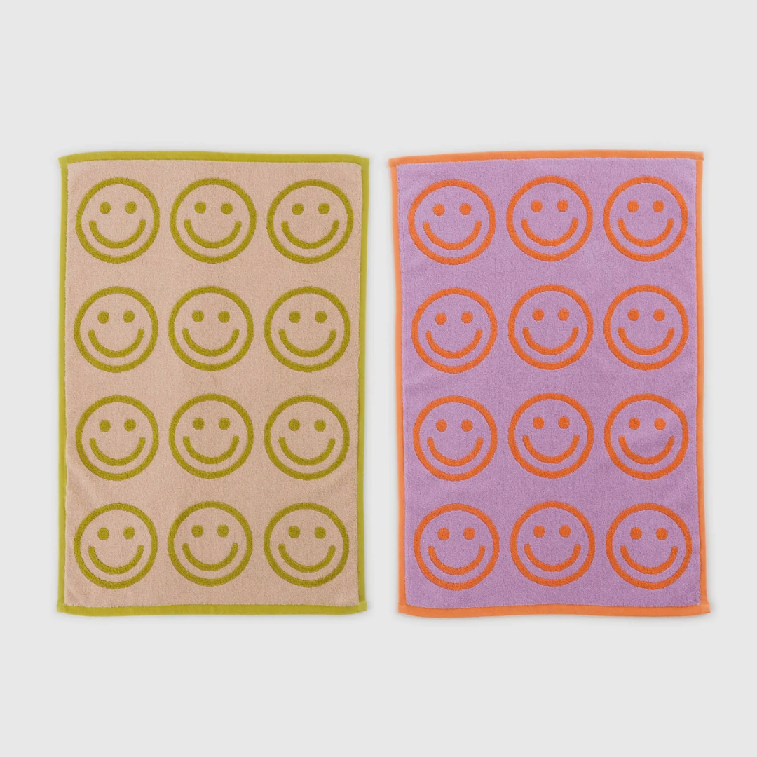 BAGGU 2-Pack Soft Hand Towels in Happy Lilac & Ochre - Perfect for Kitchen, Bathroom & Guest Use
