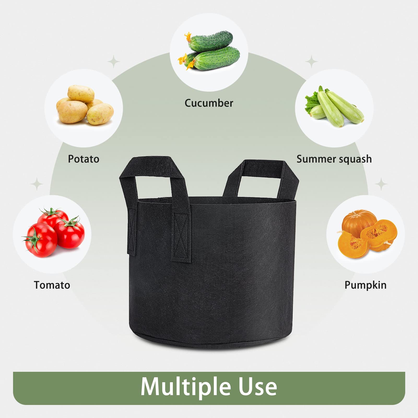 GreatBuddy 7 Gallon Grow Bags 6-Pack - Heavy Duty Fabric Plant Pots with Sturdy Handles & Reinforced Stitching - Includes Free Plant Labels - Ideal for Indoor/Outdoor Gardening, Vegetables, Herbs & Flowers