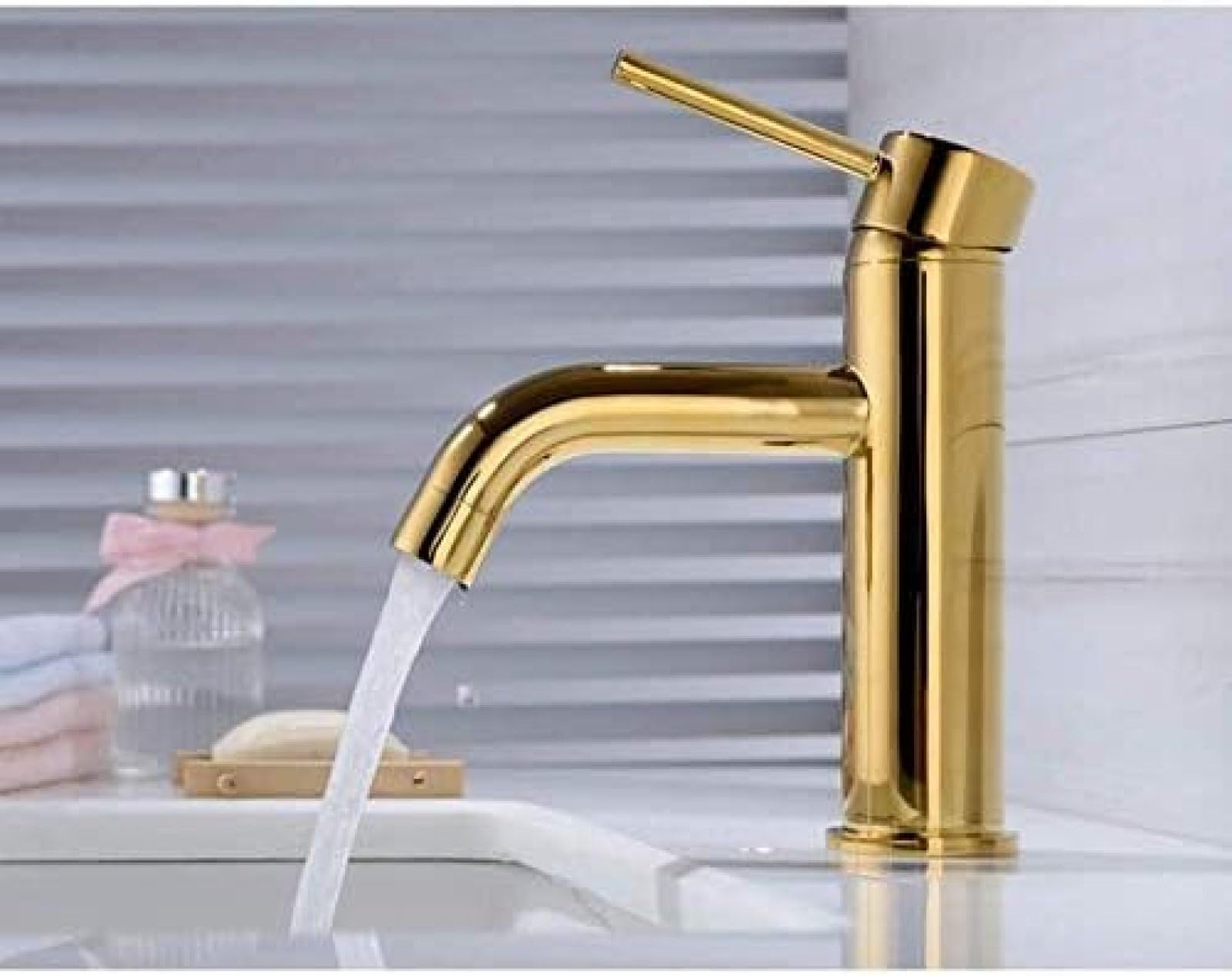 CRJUS Single Handle Kitchen Faucet with Hot & Cold Water Mixer - Gold Bathroom Basin Sink Tap for Modern Home Kitchen and Bathroom Accessories | Perfect for Washing Dishes, Handwashing, and Food Prep
