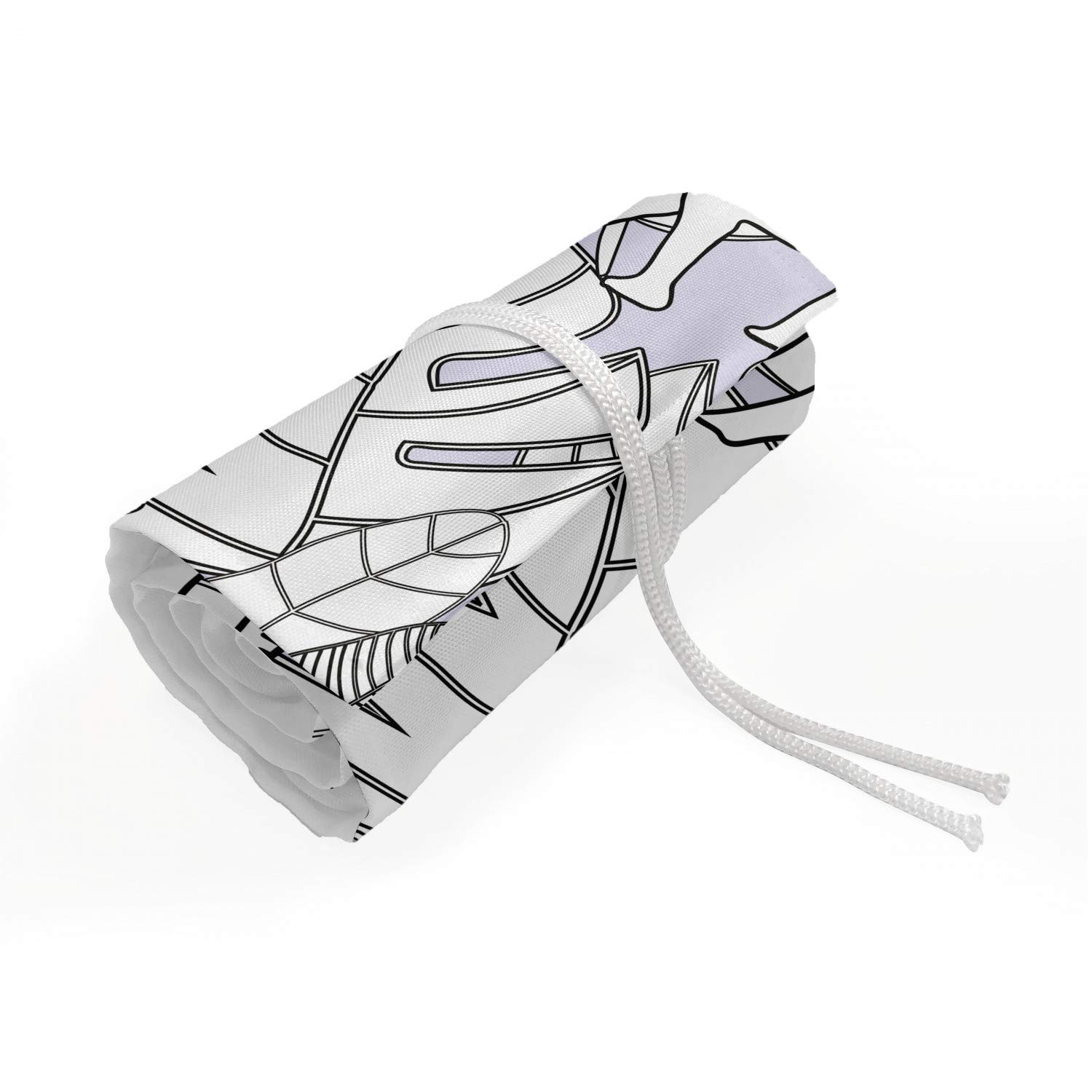 Ambesonne Elephant Pencil Case Wrap Roll Holder - 72 Loop Canvas Pencil Organizer with Tropical Animal Print on Pastel Background, Durable & Portable for Artists, Students & Professionals - Perfect for School, Office, Travel & Art Supplies Storage