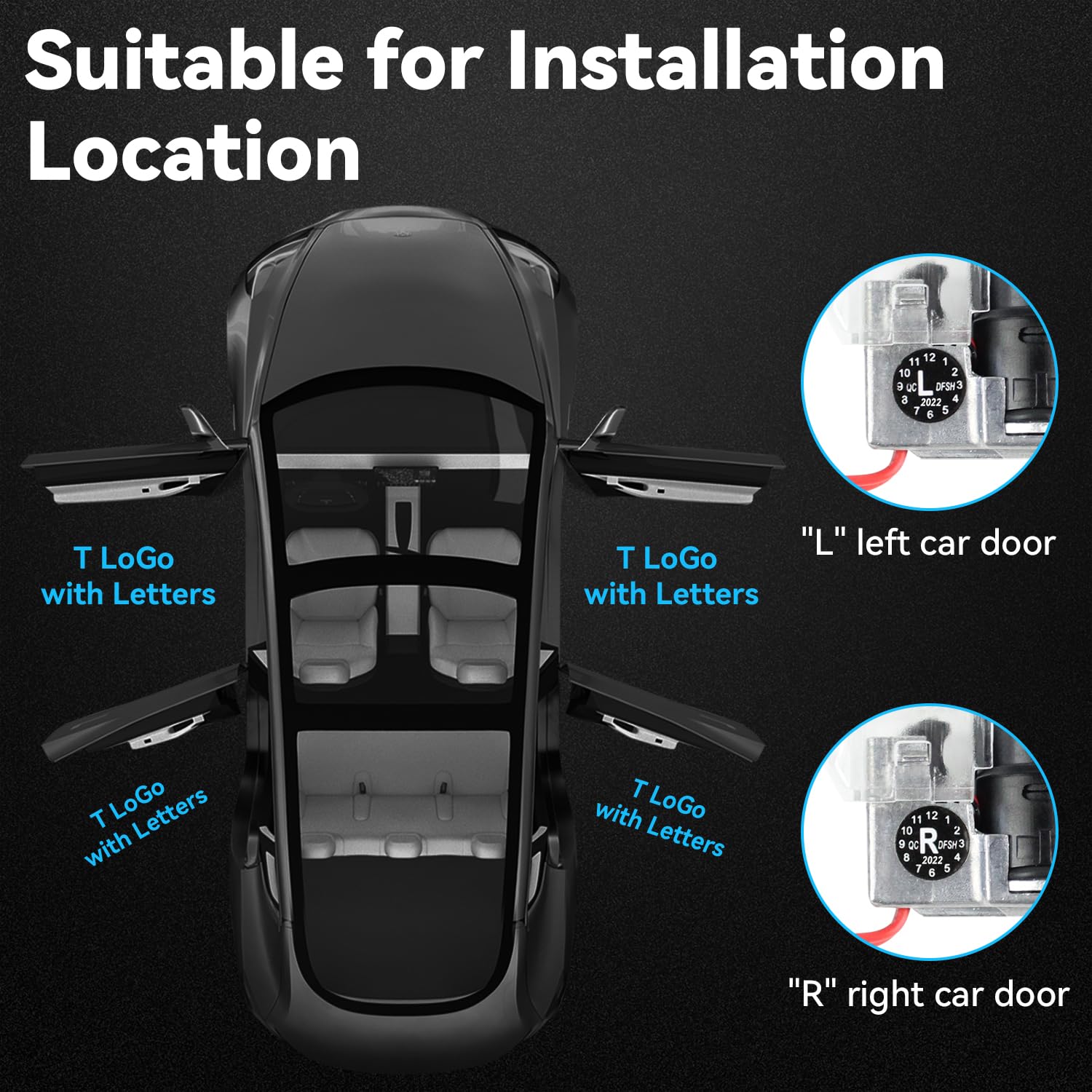 Tesla Model 3/S/Y/X Puddle Lights - Ultra Bright LED Door Logo Projector Step Lights, Plug & Play Welcome Lights (Blue) | Perfect for Nighttime Safety & Luxury Car Customization