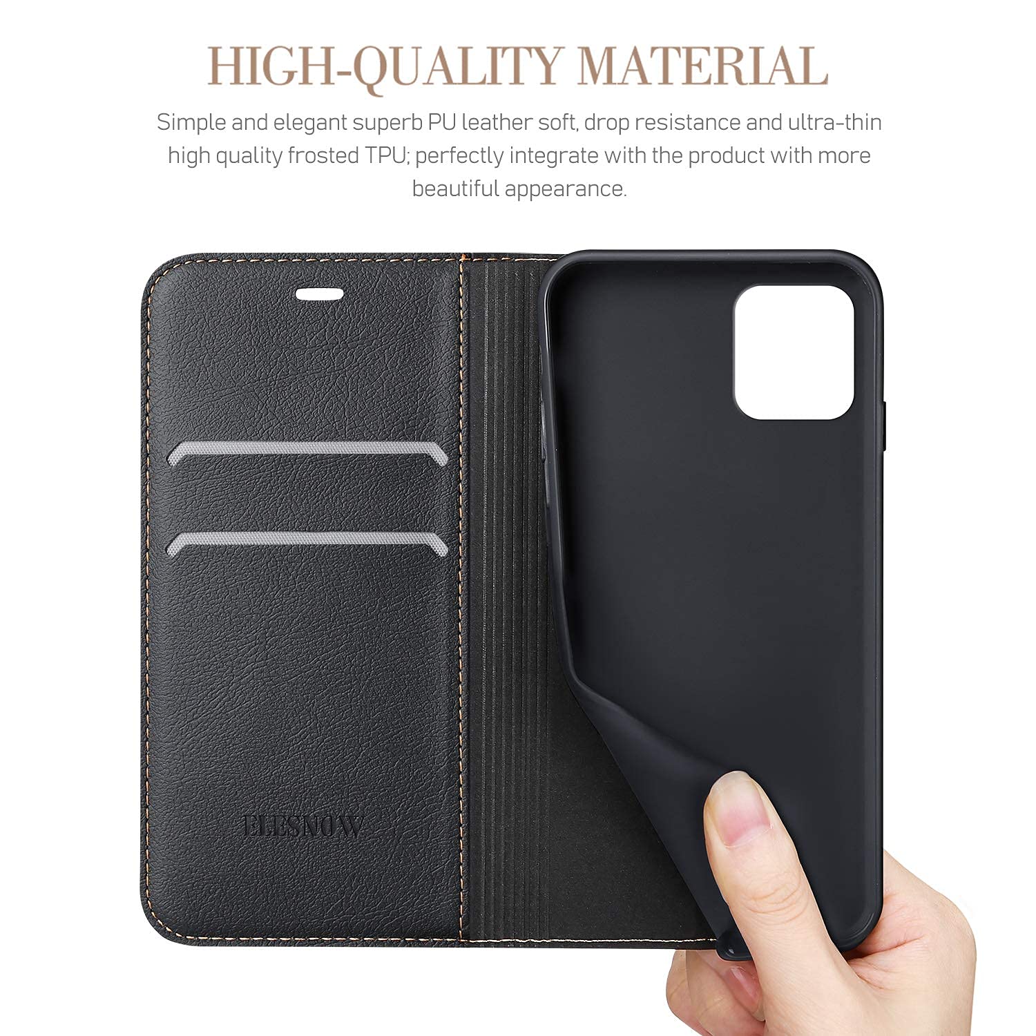 Premium PU Leather Flip Wallet Case for iPhone 11 - Slim Protective Cover with Card Slots | Compatible with Apple iPhone 11 (Black) | Perfect for Business, Travel & Everyday Use
