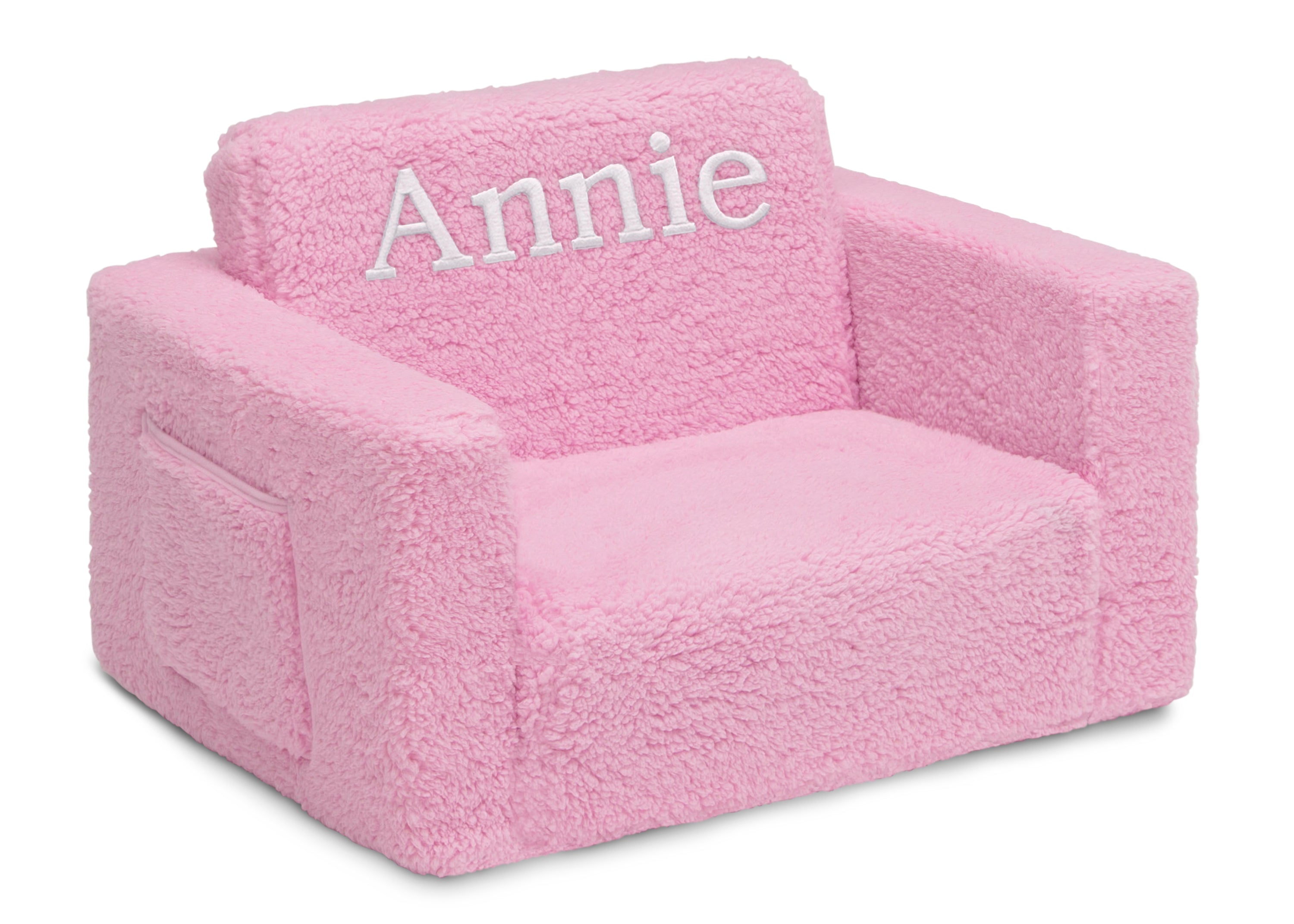 Personalized Cozee Flip Out Sherpa 2-in-1 Convertible Chair to Lounger for Kids - Soft Plush Kids Furniture for Bedroom, Playroom & Reading Nook