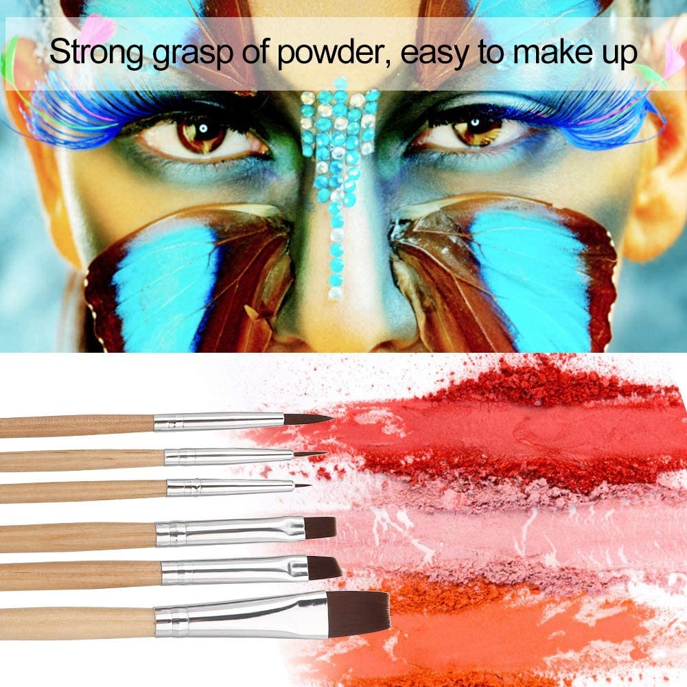Professional 6pcs Face Paint Brush Set for Halloween & Body Art - Adults & Beginners