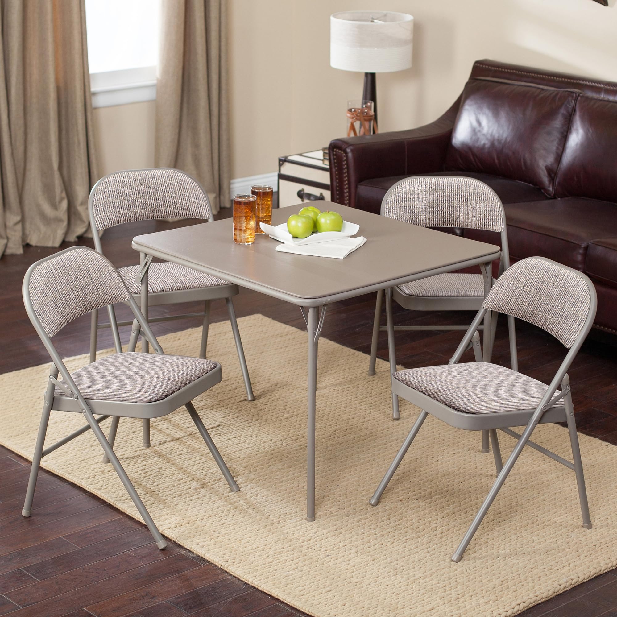 MECO 4 Pack Padded Folding Chairs - Comfortable Fabric Foldable Card Table Chairs with Chicory Lace Design for Dining, Parties, and Outdoor Events