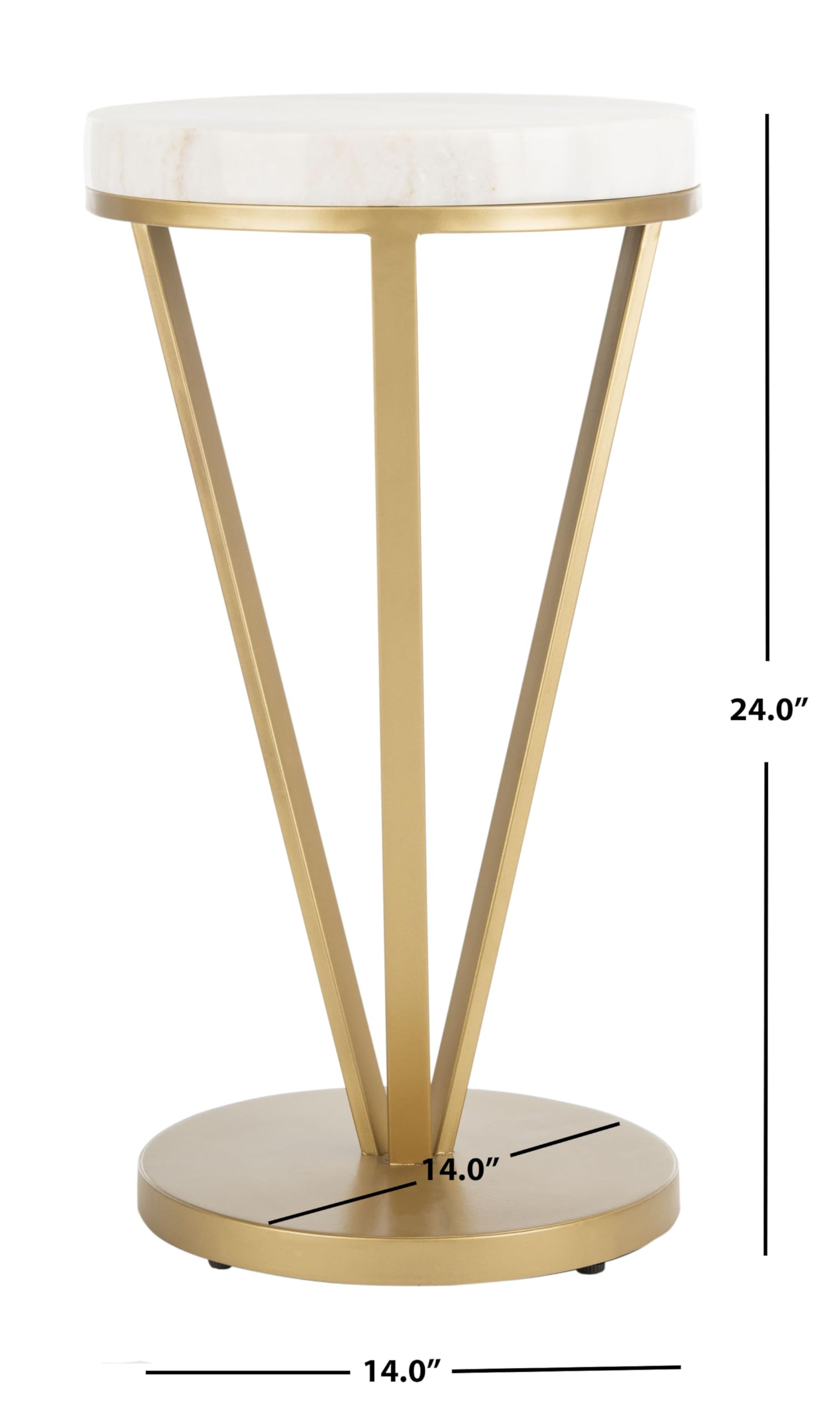 Safavieh Home Collection Theia White and Gold Accent Table - Elegant Side Table for Living Room, Bedroom & Office Decor