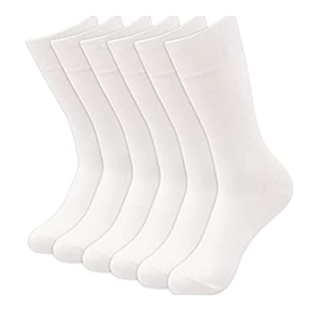 6 Pairs Women's Cotton Socks Size 4-7 - Breathable White Crew Socks for Ladies - Perfect for Work, Running, Gym, Walking & Everyday Wear - Multipack All-Day Comfort Socks