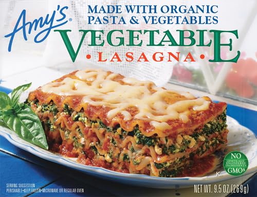 Organic Vegetable Lasagna Frozen Meal - Amy's 9.5 Oz Microwaveable Pasta with Vegetables | Quick Family Dinner & Healthy Lunch Option