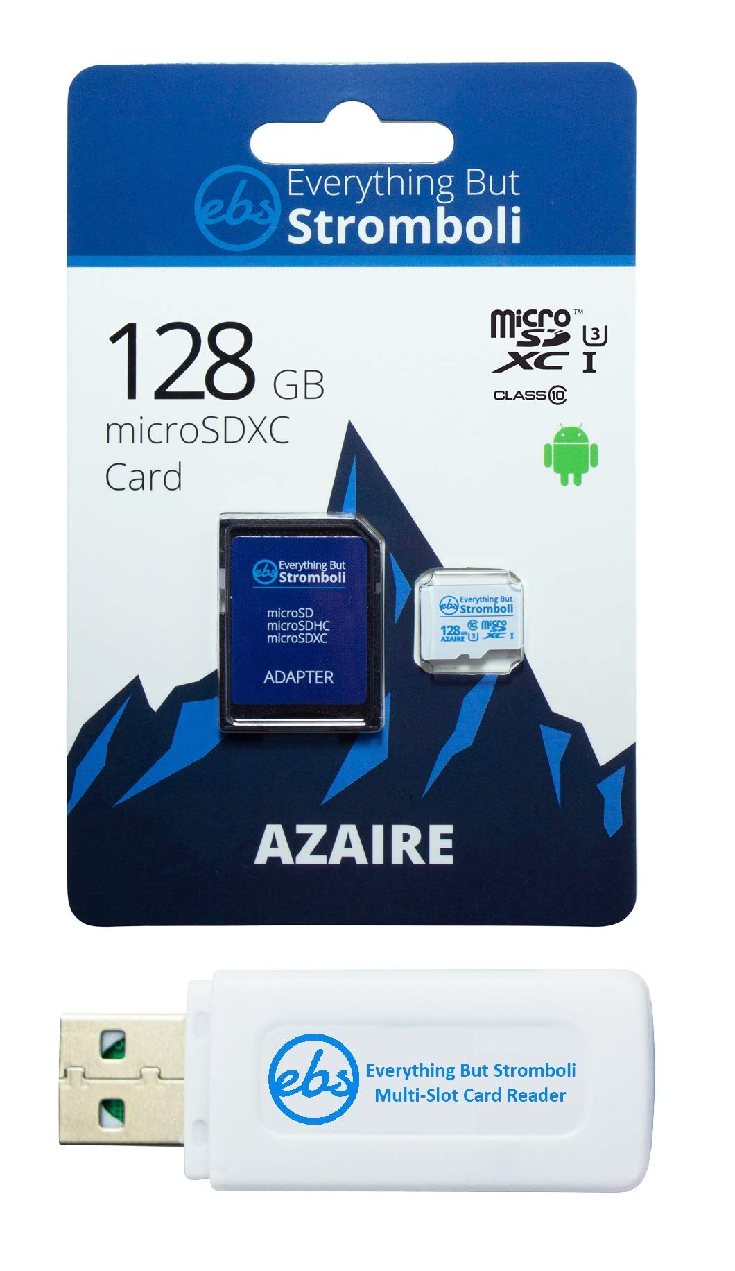 128GB MicroSD Card with Adapter - High Speed Azaire Memory Card for Android Phones, Nintendo Switch, Drones, Action Cameras, Galaxy Tablets - Includes Micro SD Card Reader - Perfect for Gaming, 4K Video Recording & Mobile Storage Expansion