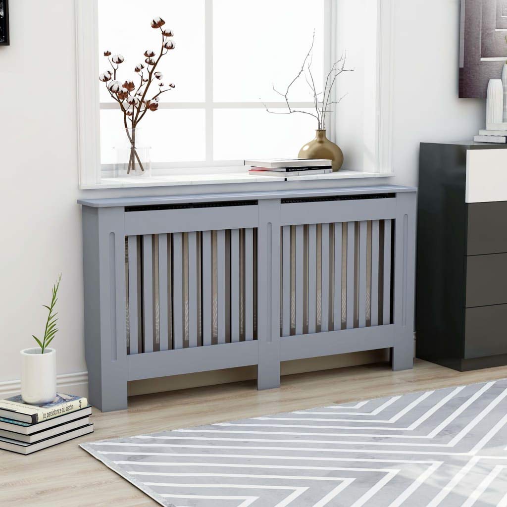 Modern VidaXL Heating Cabinet - Freestanding Slatted Radiator Cover for Living Room & Bedroom | Display Stand for Plants, Books & Photo Frames | Durable Home Decor Furniture for Cozy Winter Spaces