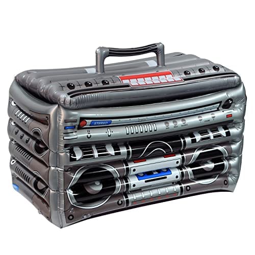 Beistle 16 x 24 Inch Inflatable Boom Box Cooler - Retro 80s Party Decor for Summer Beach & Pool Parties - Holds 48 Cans - Perfect for 1980s Theme Events, BBQs & Outdoor Gatherings