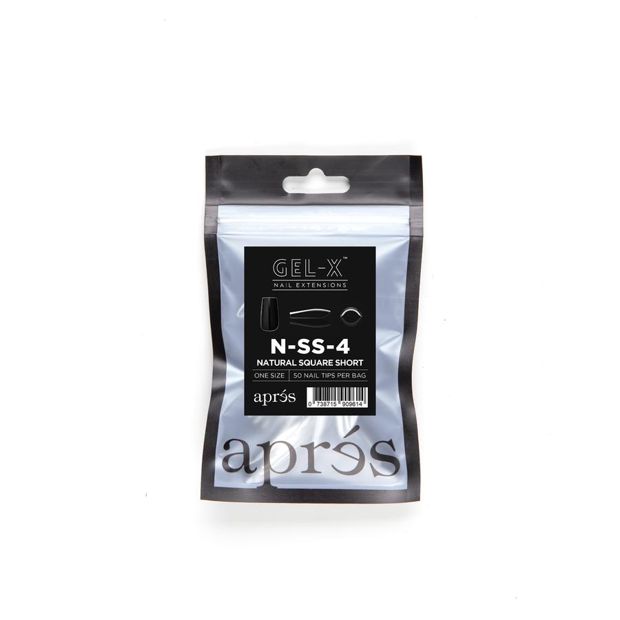 Apres Gel X Refill Bags - Natural Square Short Size 4 (50 Pcs) | Professional Nail Extension Supplies for Salon & Home Manicure | Perfect for DIY Nail Art, Gel Extensions & Nail Enhancements