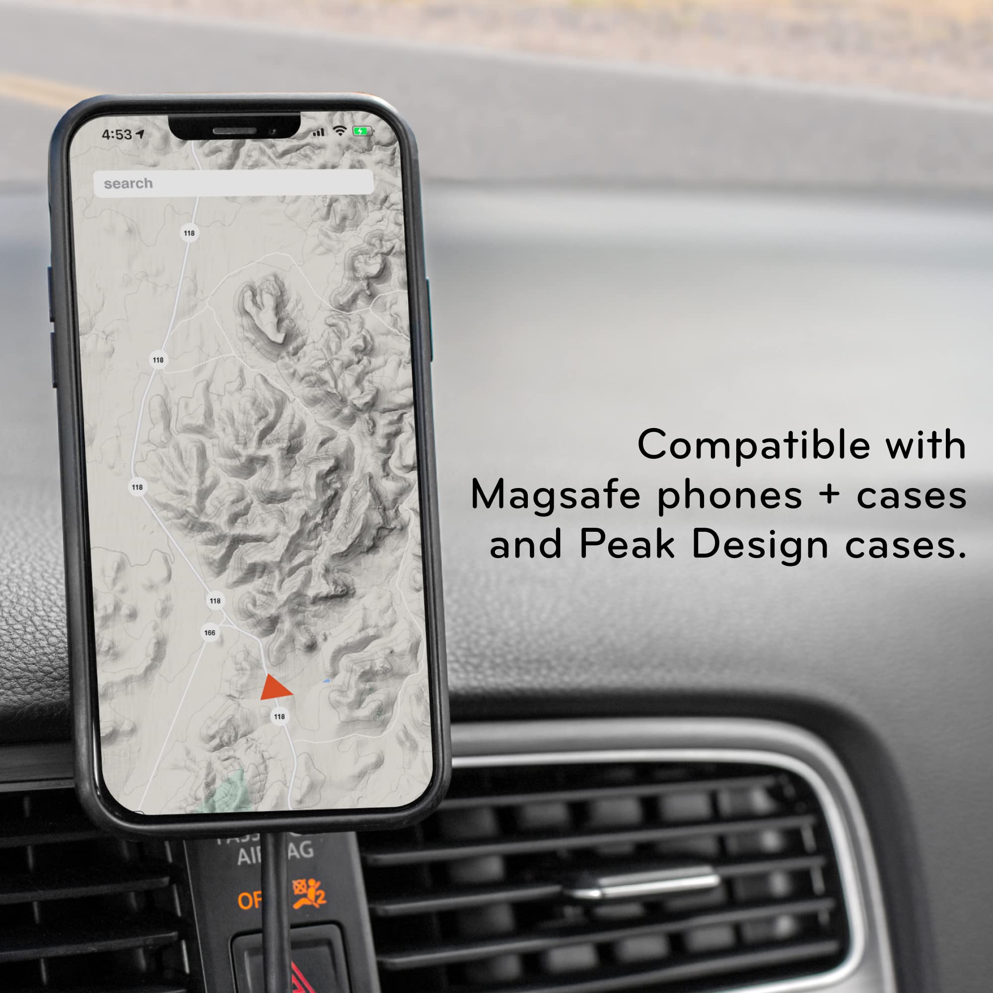 Peak Design Mobile Car Mount with VHB Charging - Universal Phone Holder for iPhone & Android, Black (Version 1) - Perfect for Road Trips & Hands-Free Navigation
