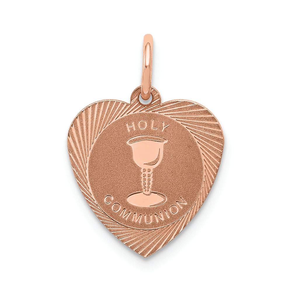 FJC Finejewelers 14k Rose Gold Holy Communion Heart Charm Pendant - Perfect for First Communion Gifts, Religious Jewelry & Special Occasions