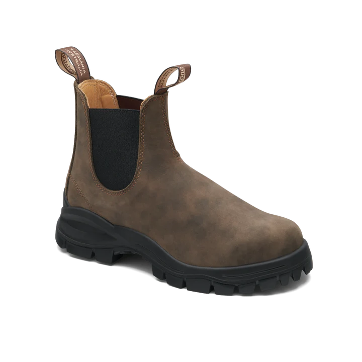 Blundstone 2239 Rustic Brown Leather Chelsea Boots with Lug Sole - Comfortable & Durable for Outdoor Work, Hiking & Casual Wear