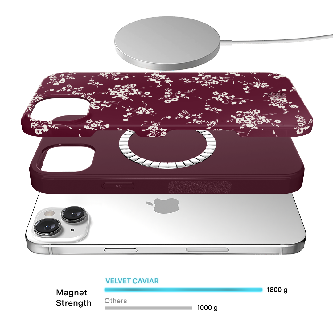 Elegant French Burgundy Floral Pattern iPhone Case - Stylish Protective Cover for iPhone 13/14/15 Pro Max - Perfect for Daily Use, Travel & Gift Giving