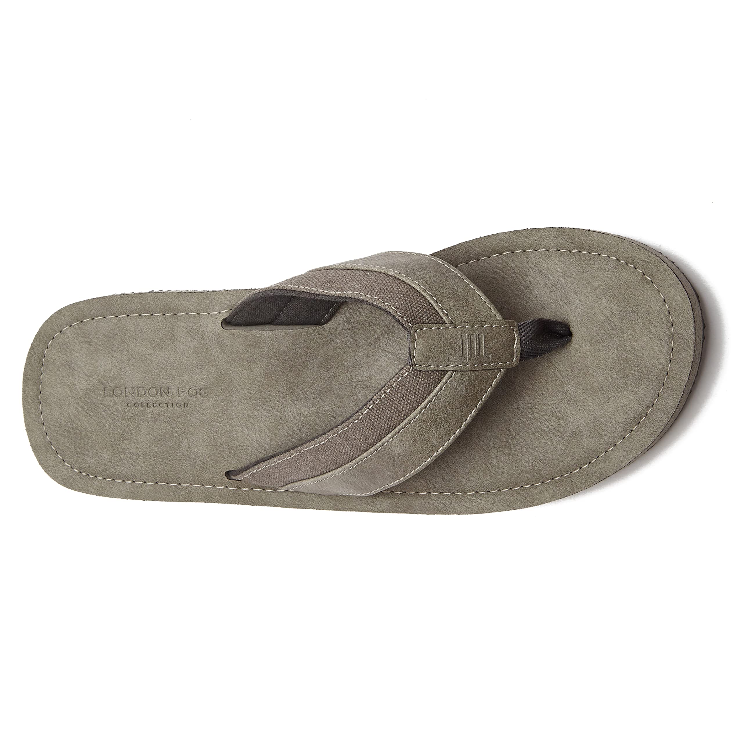 LONDON FOG Trevon Men's Thong Sandals - Athletic Flip Flops for Men Size 7-13 in Black, Grey & Brown | Comfortable Beach, Pool & Casual Wear